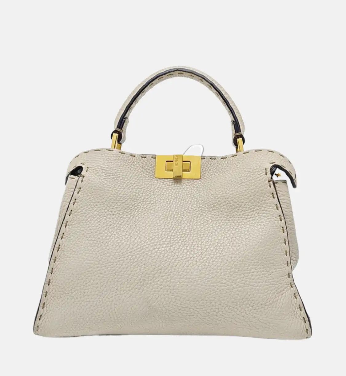 Fendi FENDI Peekaboo light greycowhide leather shoulder bag crossbody bag handbag gold Size ONE SIZE - 5 Thumbnail