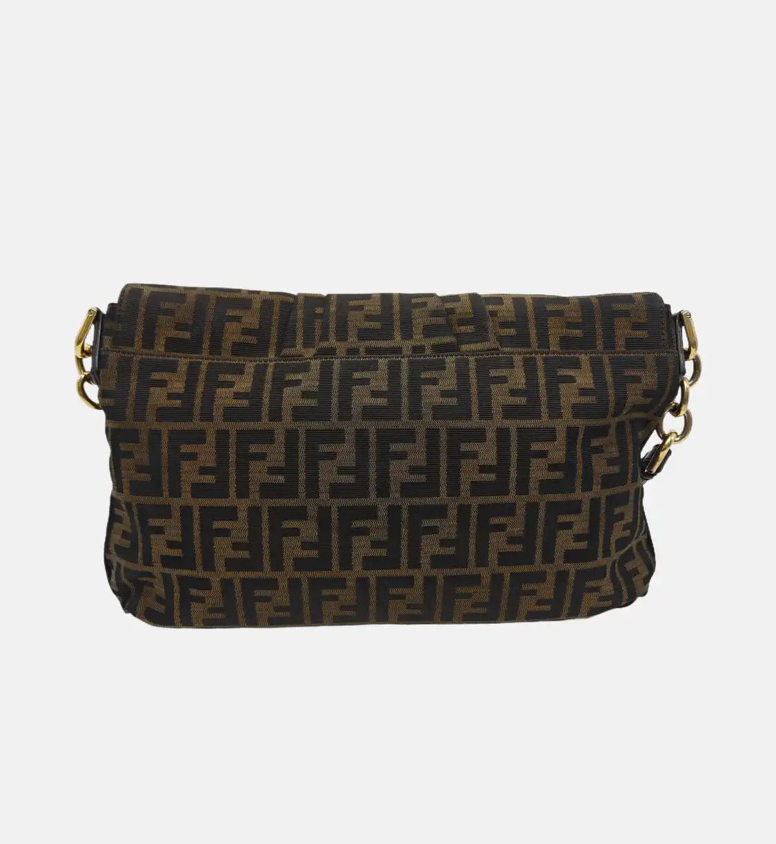 Fendi FENDI Mia brown canvas doubleF shoulder bag handbag gold hardware Size ONE SIZE - 5 Thumbnail