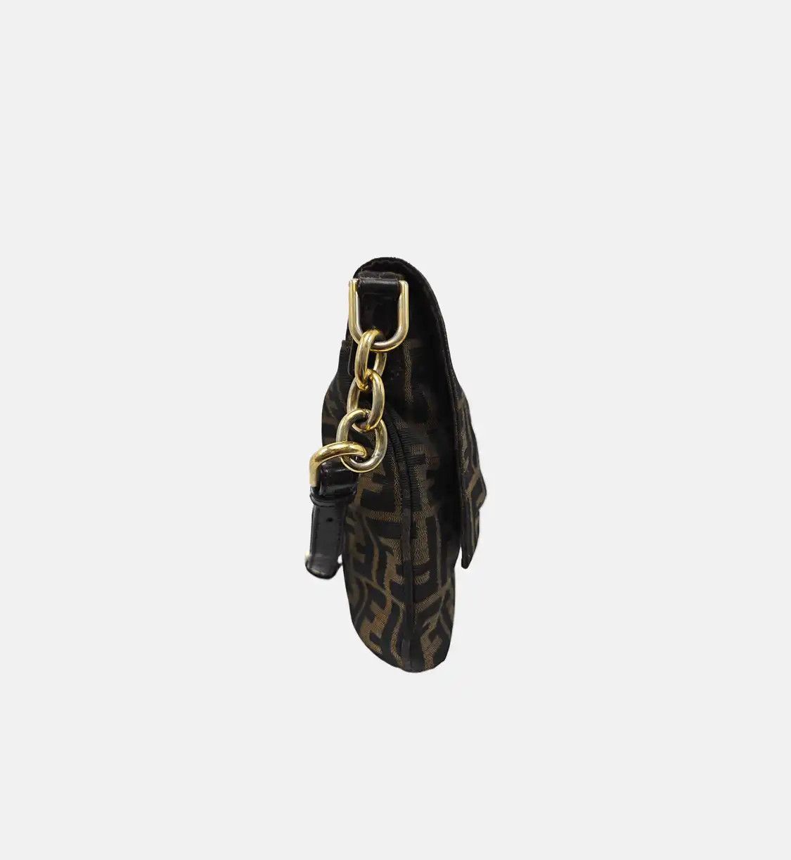 Fendi FENDI Mia brown canvas doubleF shoulder bag handbag gold hardware Size ONE SIZE - 4 Thumbnail