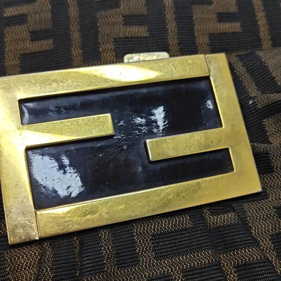Fendi FENDI Mia brown canvas doubleF shoulder bag handbag gold hardware Size ONE SIZE - 8 Thumbnail