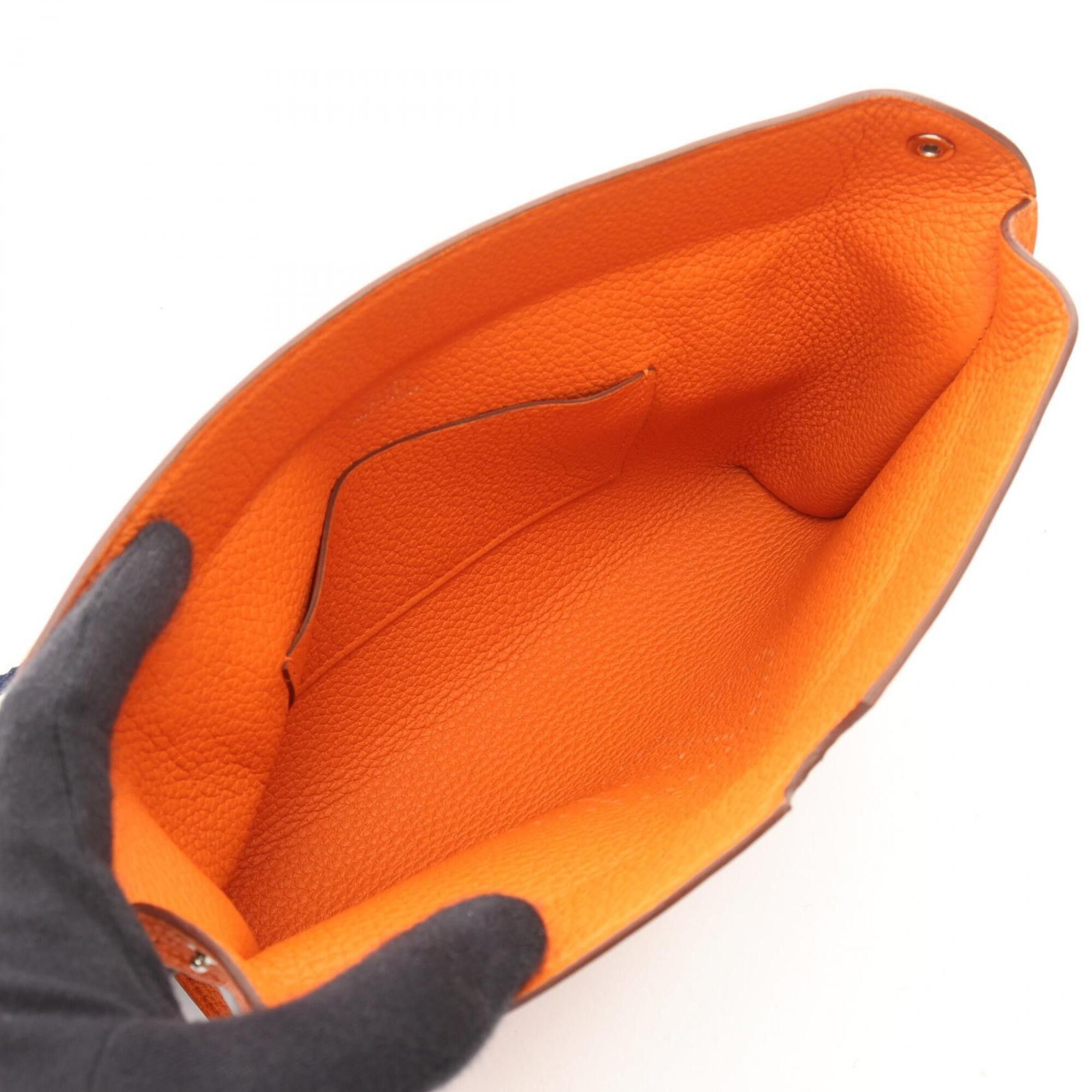 Hermes Hermes Vid Poche Shoulder Bag Handbag Togo Leather Women's Orange Size ONE SIZE - 3 Thumbnail