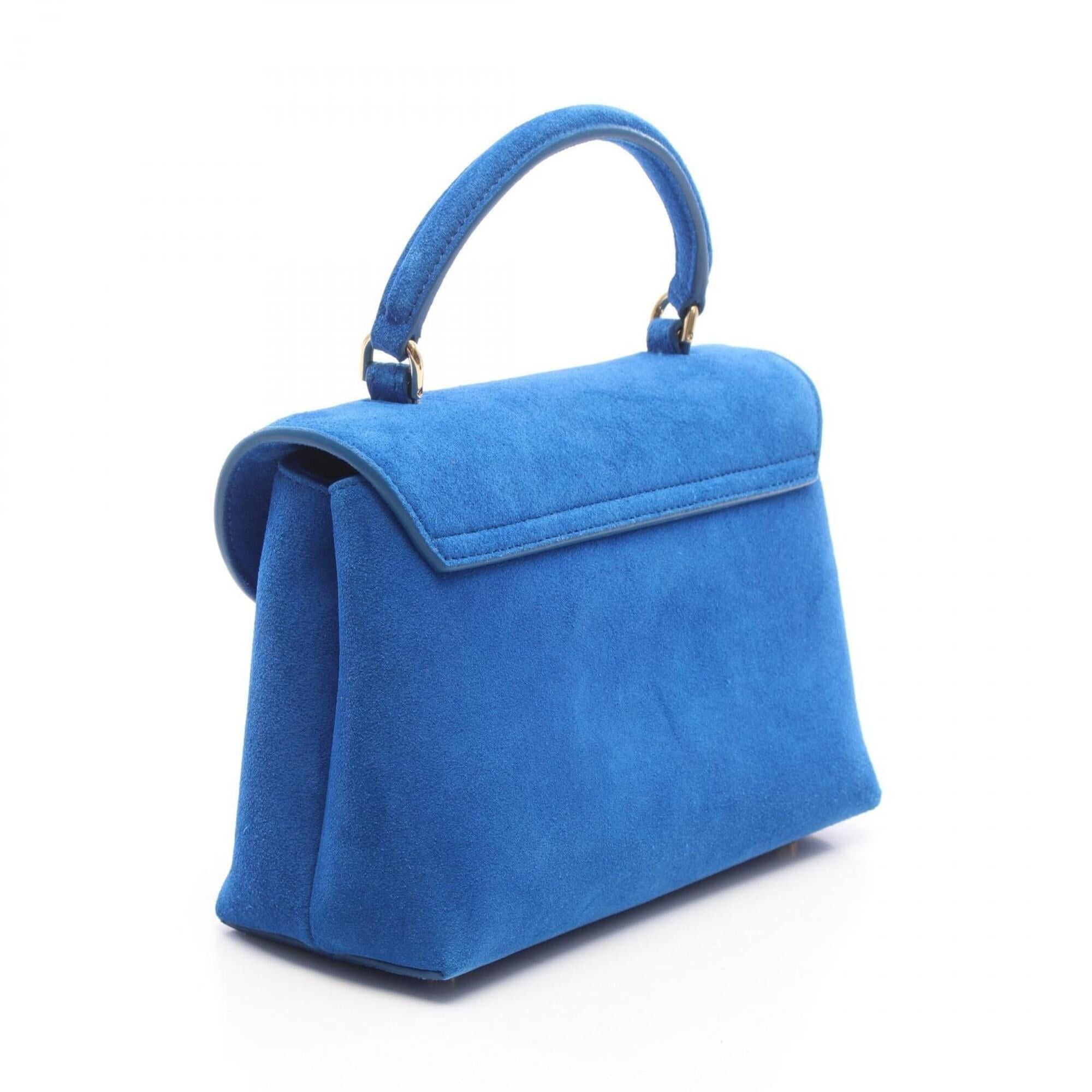 Celine Celine Teen Nino Triomphe 2-Way Handbag, Suede, Women's, Blue Size ONE SIZE - 2 Thumbnail