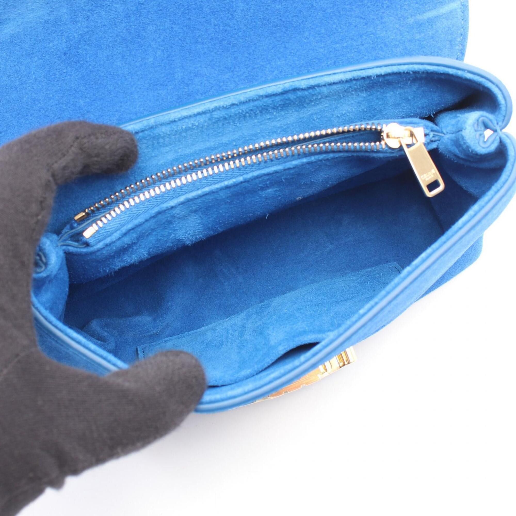 Celine Celine Teen Nino Triomphe 2-Way Handbag, Suede, Women's, Blue Size ONE SIZE - 3 Thumbnail