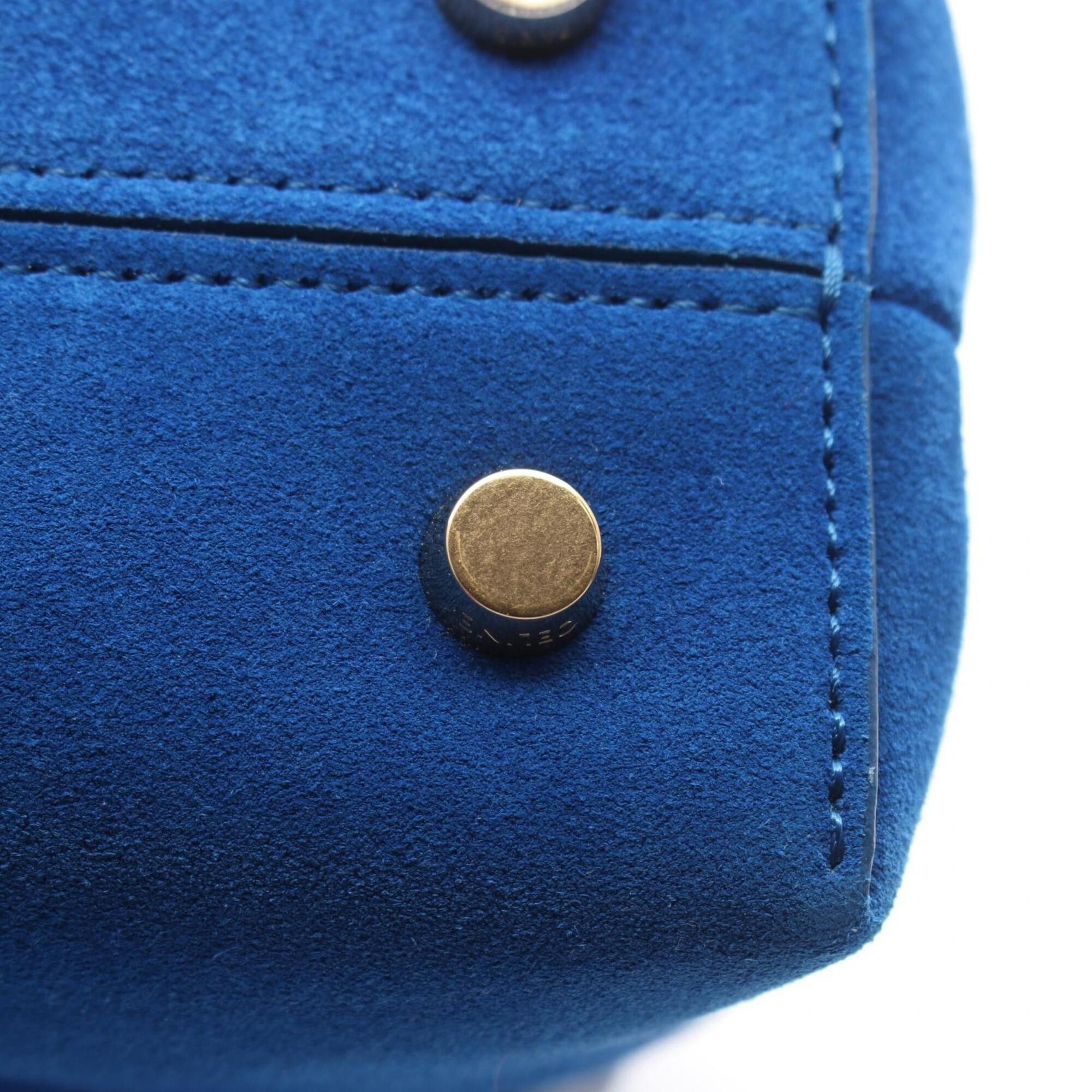 Celine Celine Teen Nino Triomphe 2-Way Handbag, Suede, Women's, Blue Size ONE SIZE - 11 Thumbnail