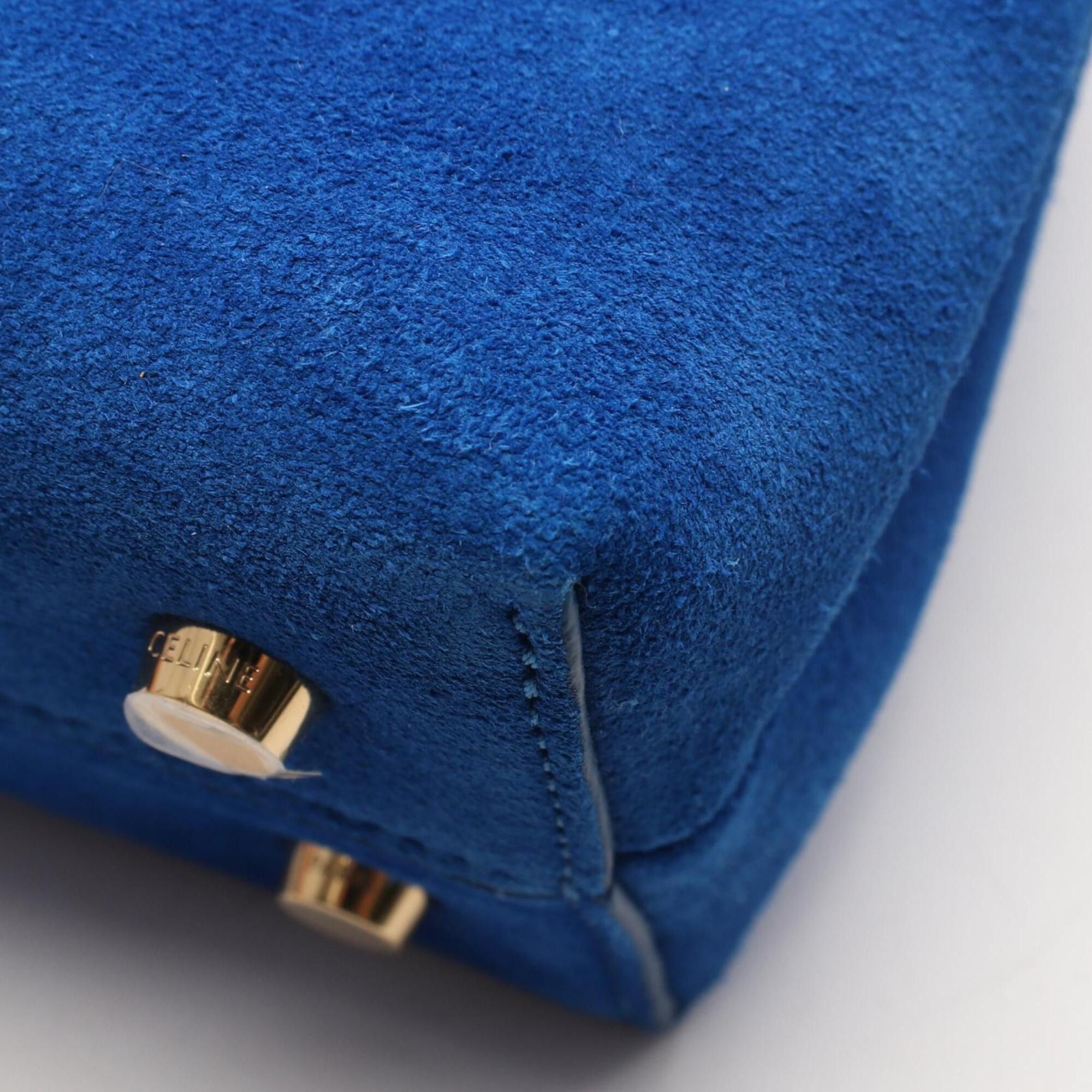 Celine Celine Teen Nino Triomphe 2-Way Handbag, Suede, Women's, Blue Size ONE SIZE - 10 Thumbnail