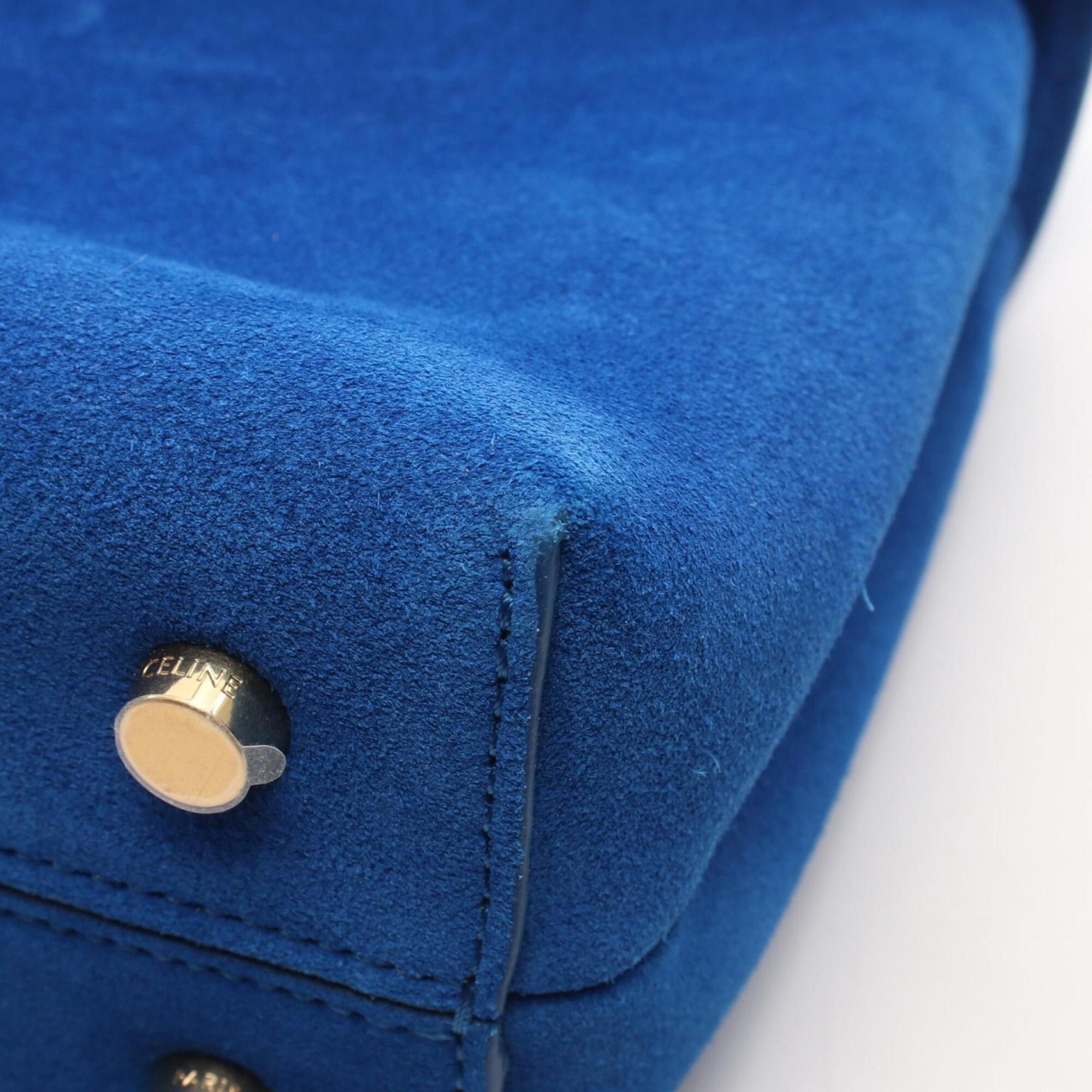Celine Celine Teen Nino Triomphe 2-Way Handbag, Suede, Women's, Blue Size ONE SIZE - 9 Thumbnail