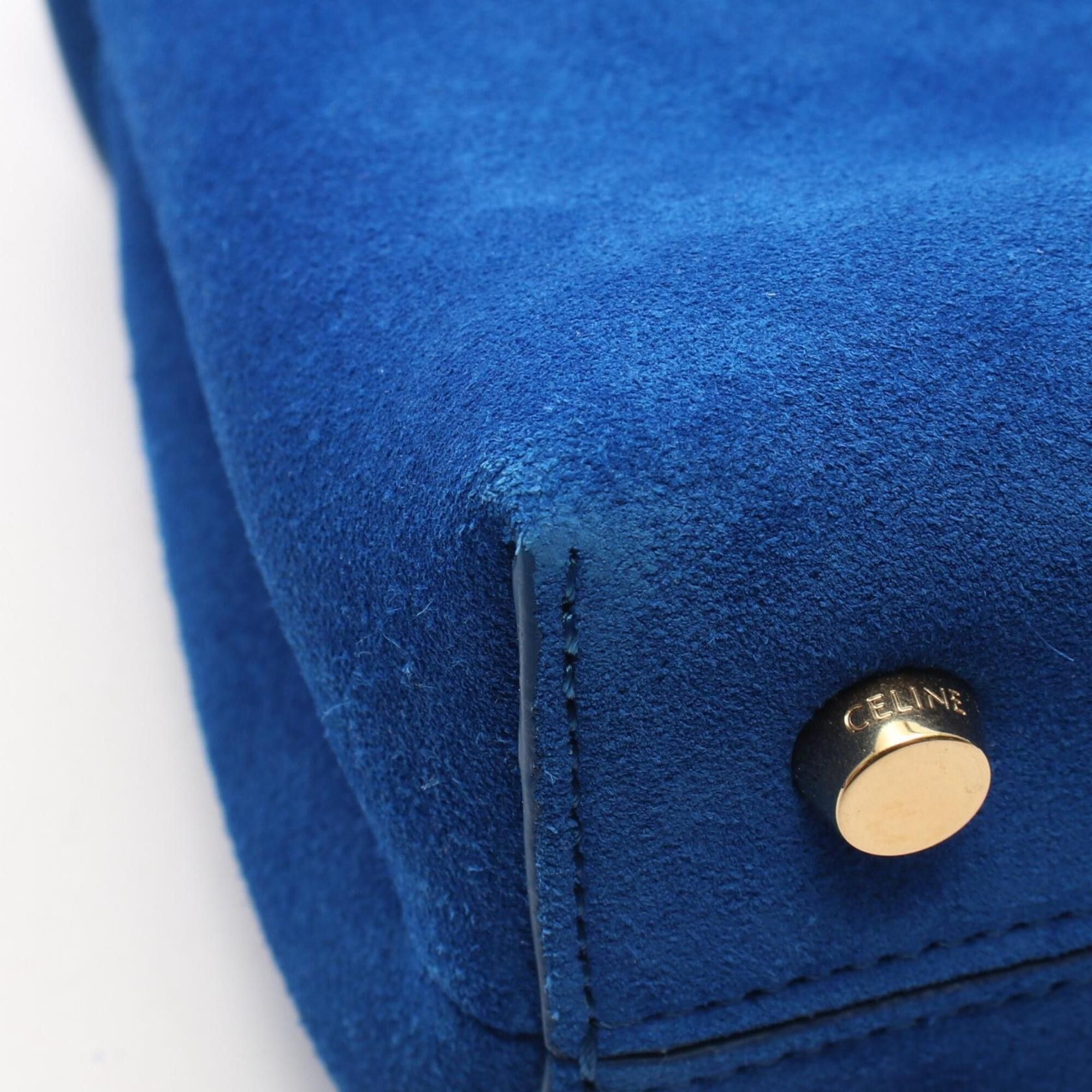 Celine Celine Teen Nino Triomphe 2-Way Handbag, Suede, Women's, Blue Size ONE SIZE - 8 Thumbnail