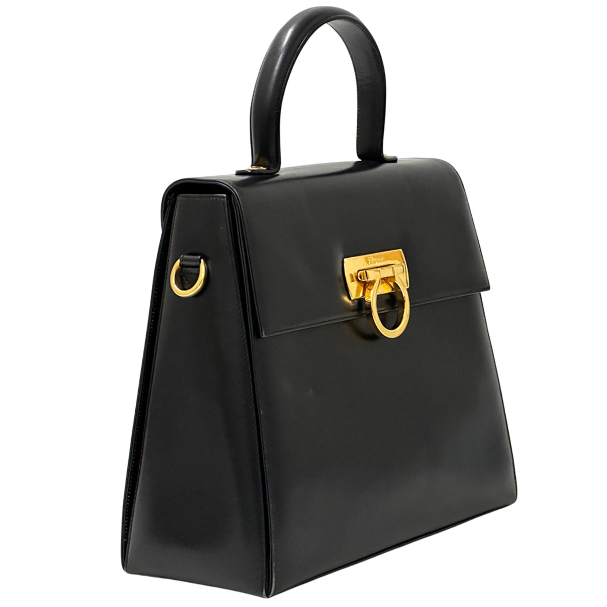 Salvatore Ferragamo Salvatore Ferragamo Ferragamo women's handbag, Gancini design, 2-way, leather, black, shoulder bag. Size ONE SIZE - 3 Thumbnail
