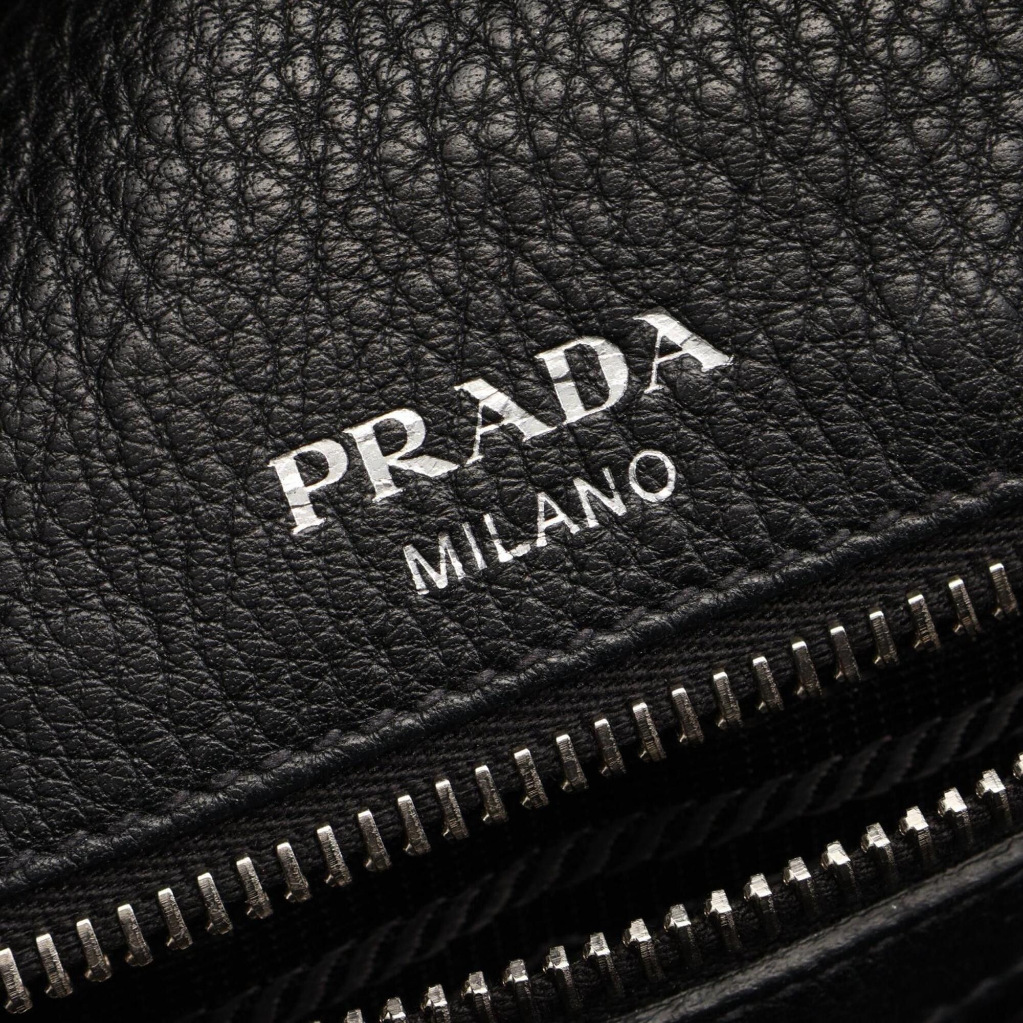 Prada Prada Logo 2-Way Handbag Leather for Women Black Size ONE SIZE - 3 Thumbnail