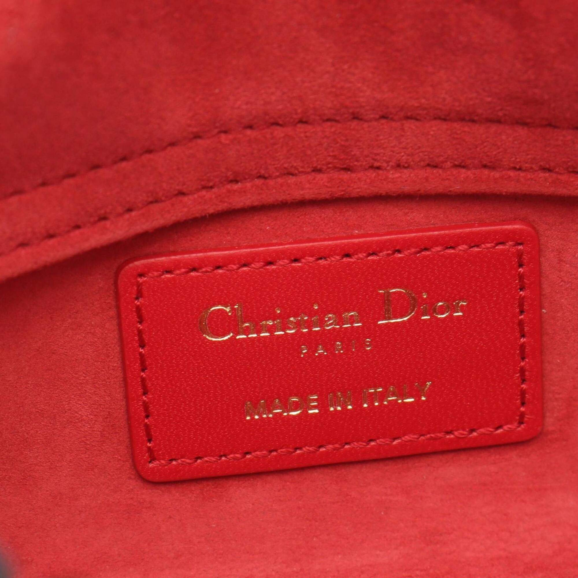 Dior Christian Dior Dior LADY D-JOY Micro Cannage 2-Way Handbag, Leather, Women's, Red Size ONE SIZE - 4 Thumbnail