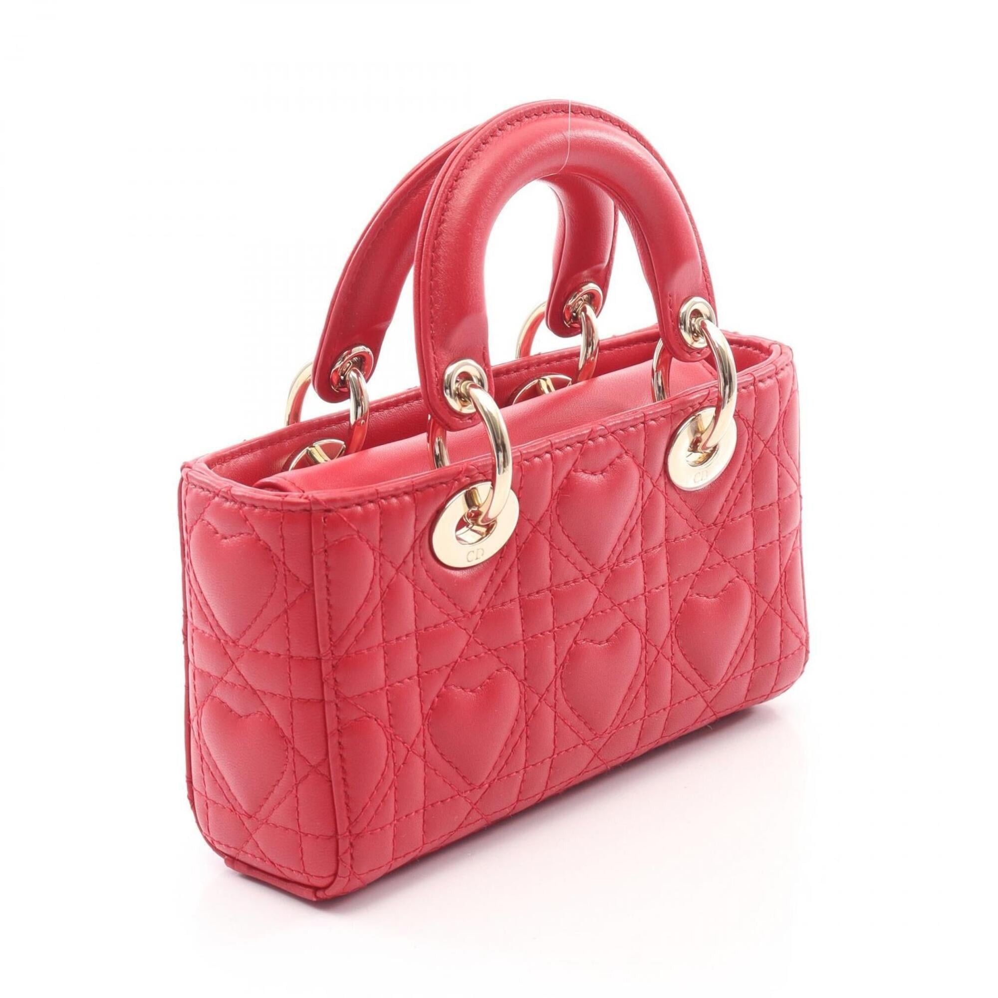Dior Christian Dior Dior LADY D-JOY Micro Cannage 2-Way Handbag, Leather, Women's, Red Size ONE SIZE - 2 Thumbnail