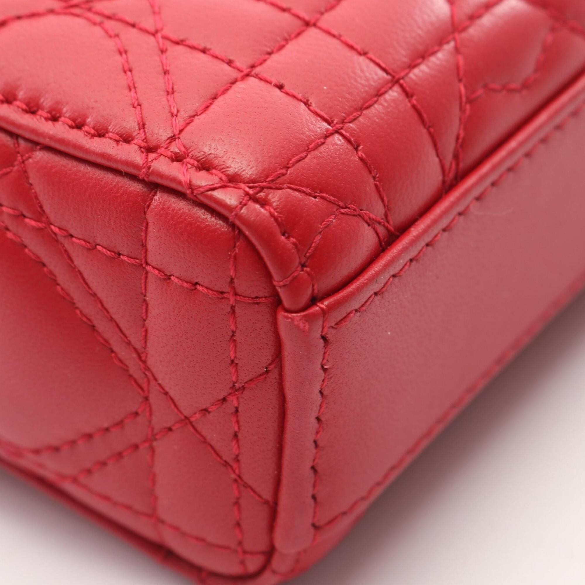 Dior Christian Dior Dior LADY D-JOY Micro Cannage 2-Way Handbag, Leather, Women's, Red Size ONE SIZE - 5 Thumbnail