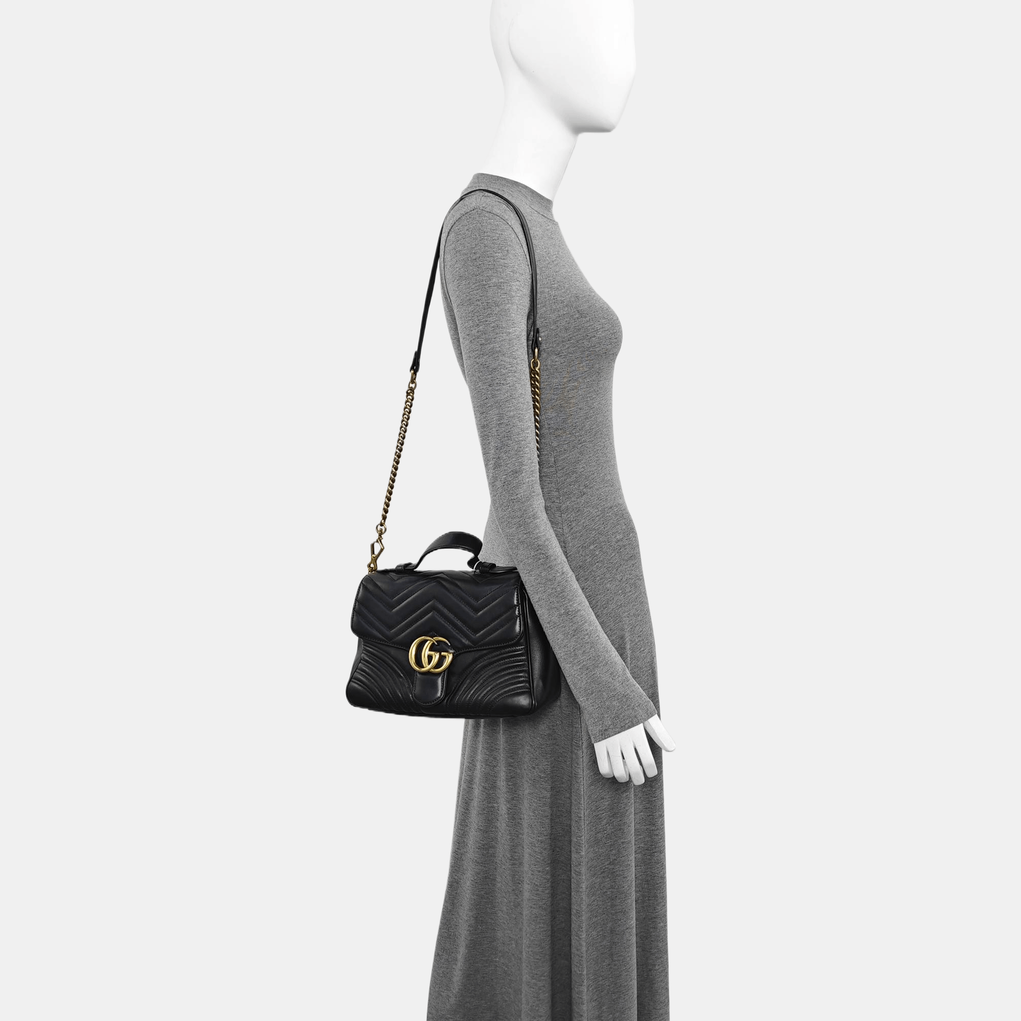 Gucci Gucci GG Marmont Black Leather Quilted Handle Bag Size ONE SIZE - 2 Thumbnail
