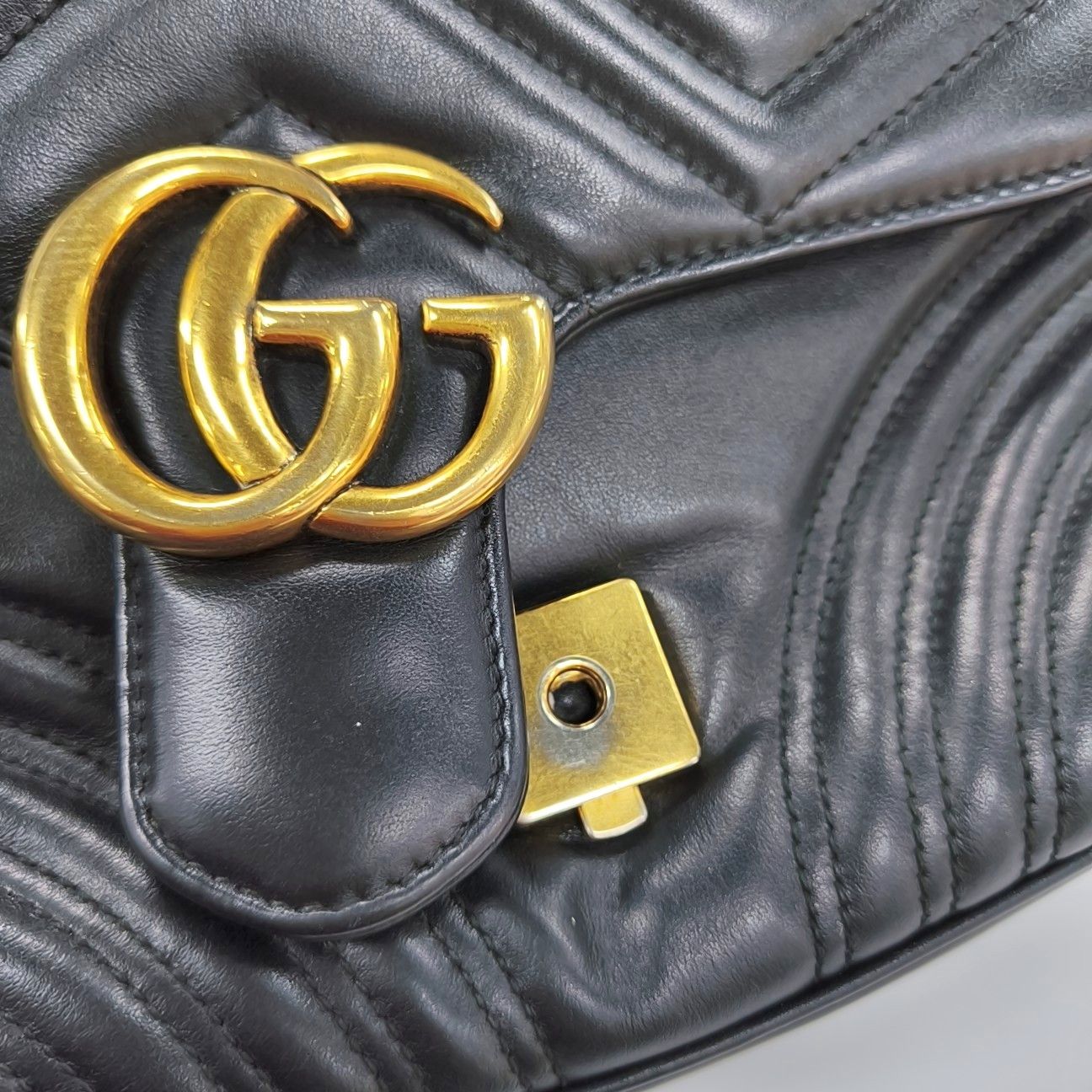 Gucci Gucci GG Marmont Black Leather Quilted Handle Bag Size ONE SIZE - 10 Thumbnail