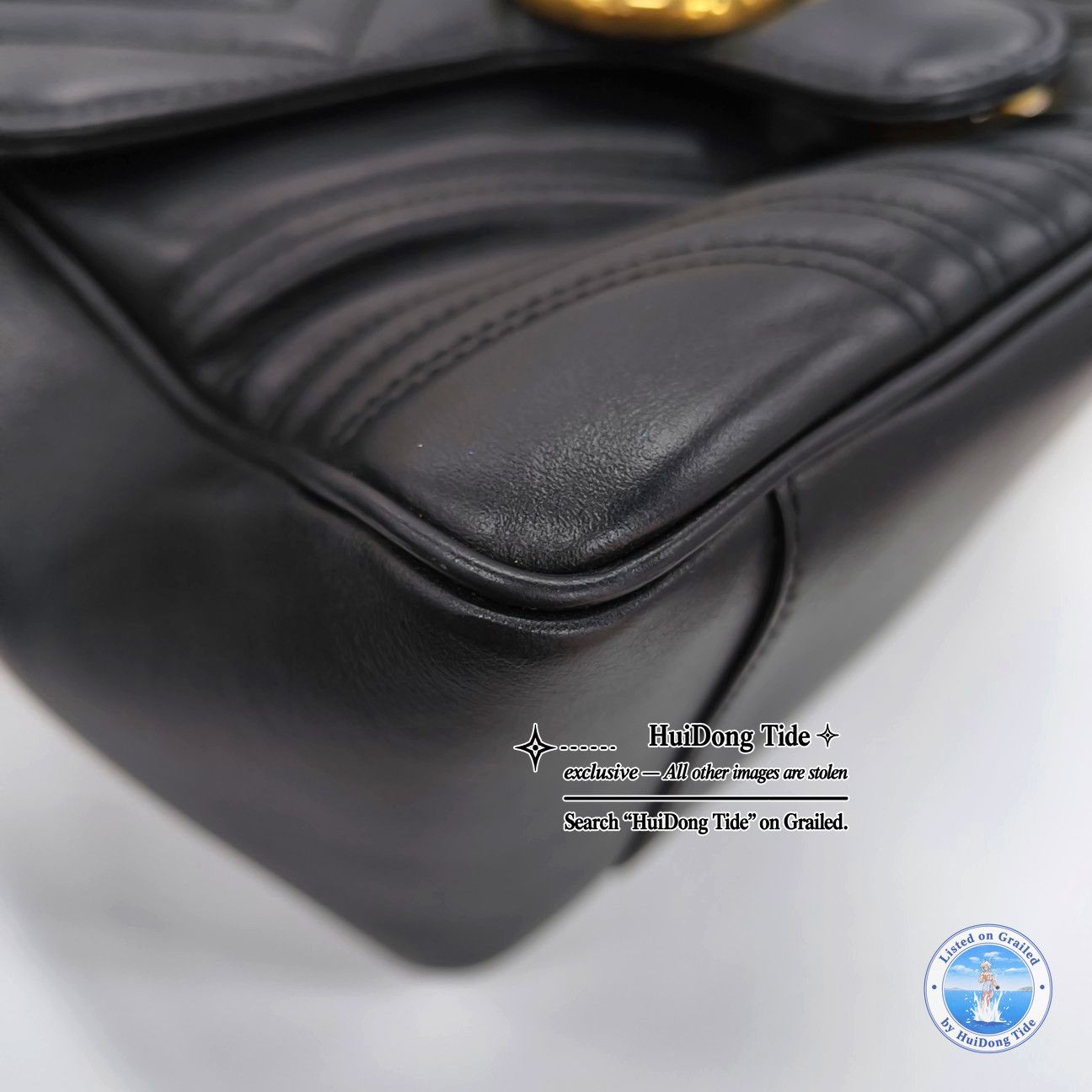 Gucci Gucci GG Marmont Black Leather Quilted Handle Bag Size ONE SIZE - 13 Thumbnail