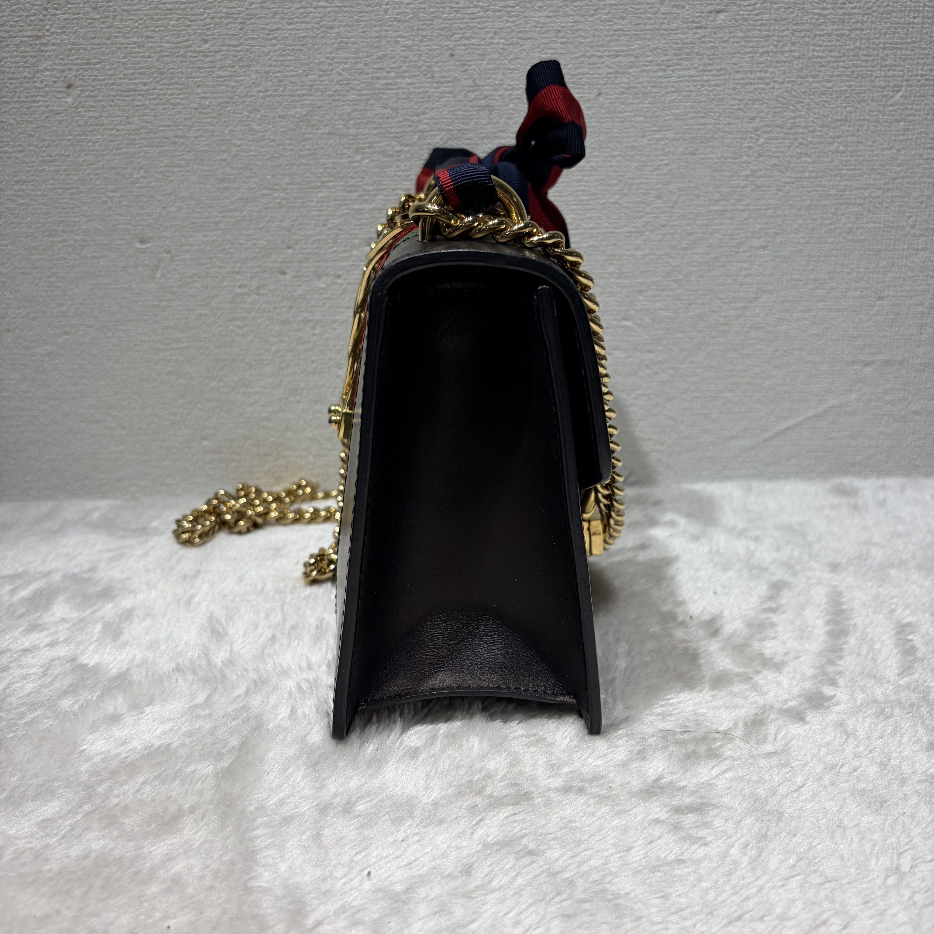 Gucci Gucci Sylvie Mini Leather Striped Web Handle Bag Size ONE SIZE - 4 Thumbnail