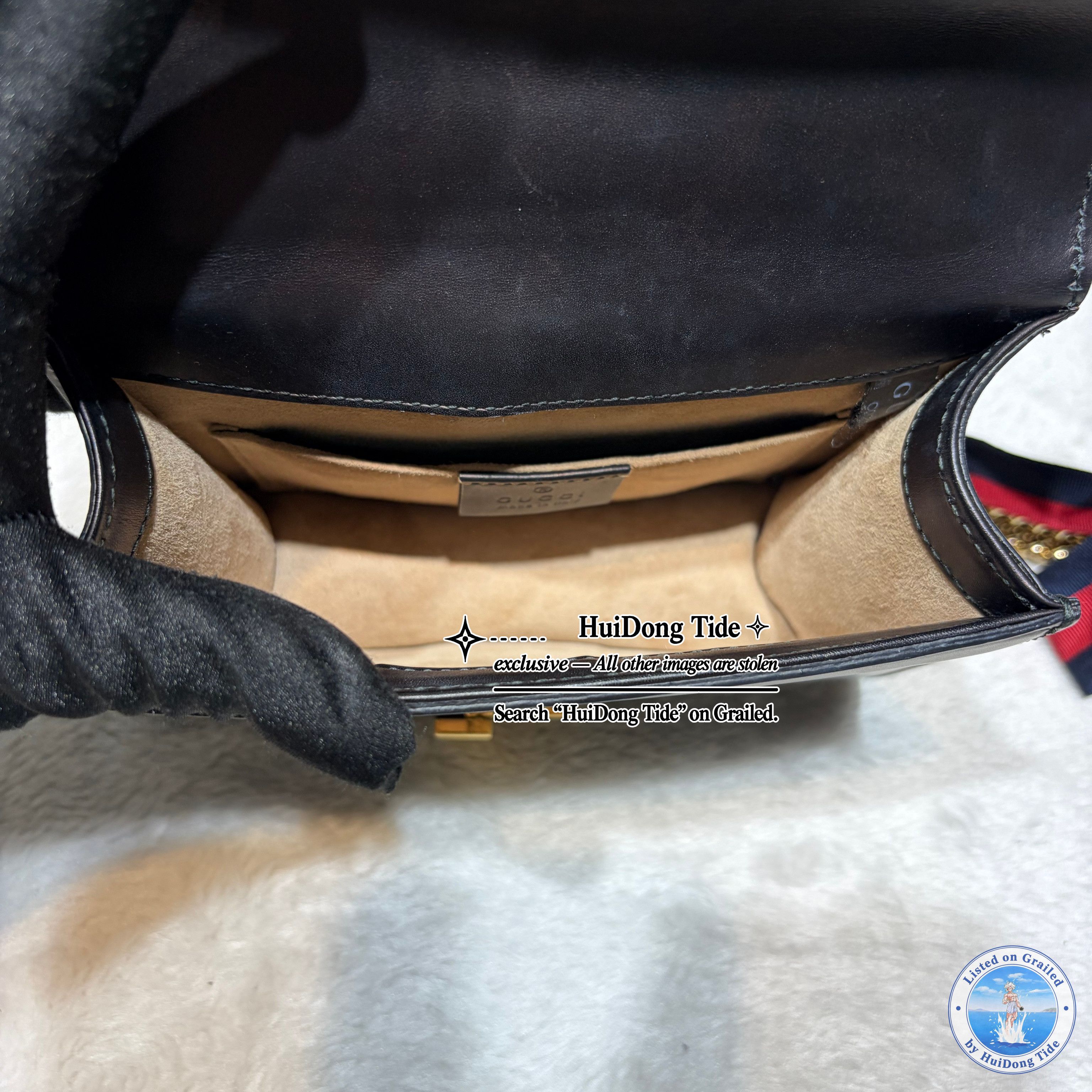 Gucci Gucci Sylvie Mini Leather Striped Web Handle Bag Size ONE SIZE - 7 Thumbnail