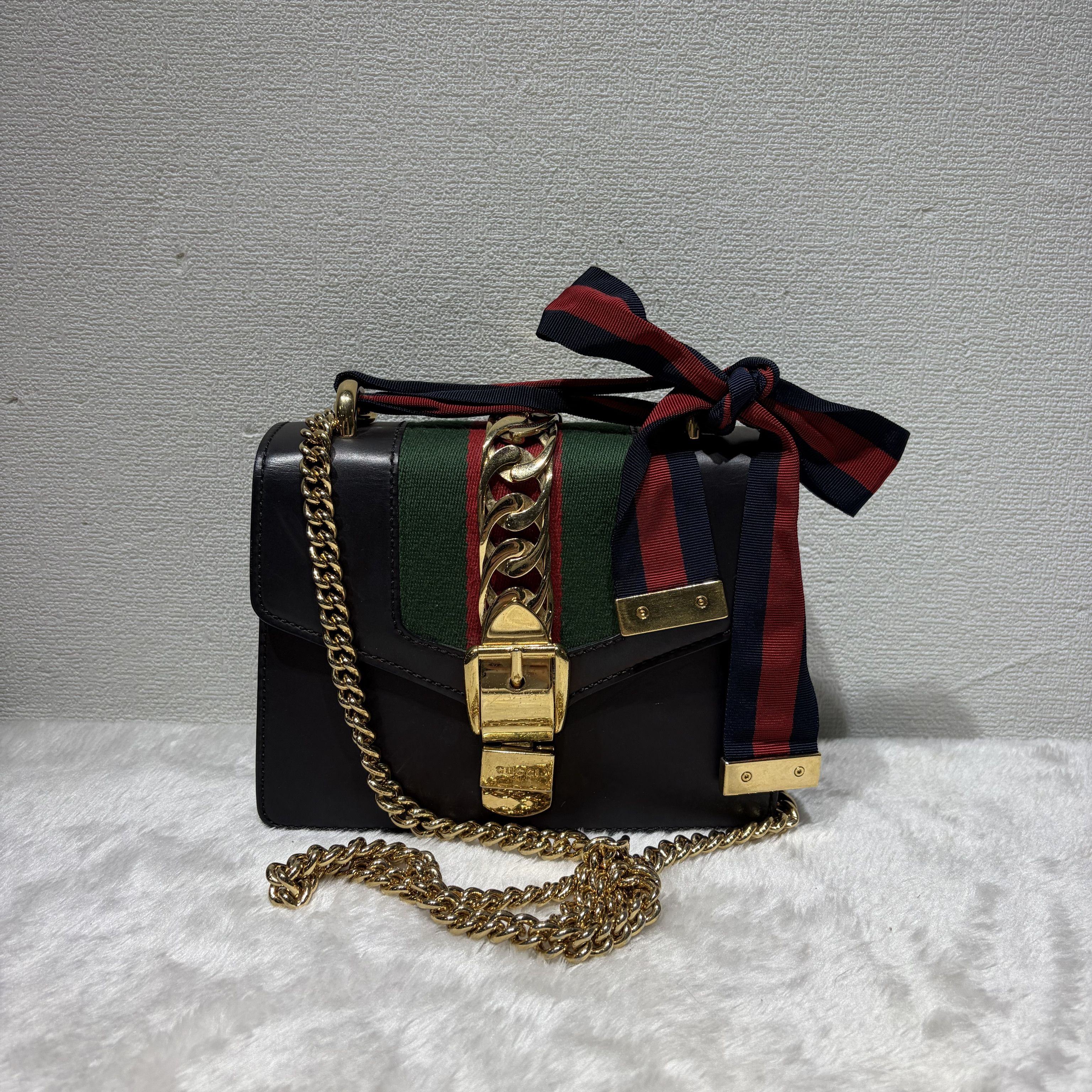 Gucci Gucci Sylvie Mini Leather Striped Web Handle Bag Size ONE SIZE - 2 Thumbnail