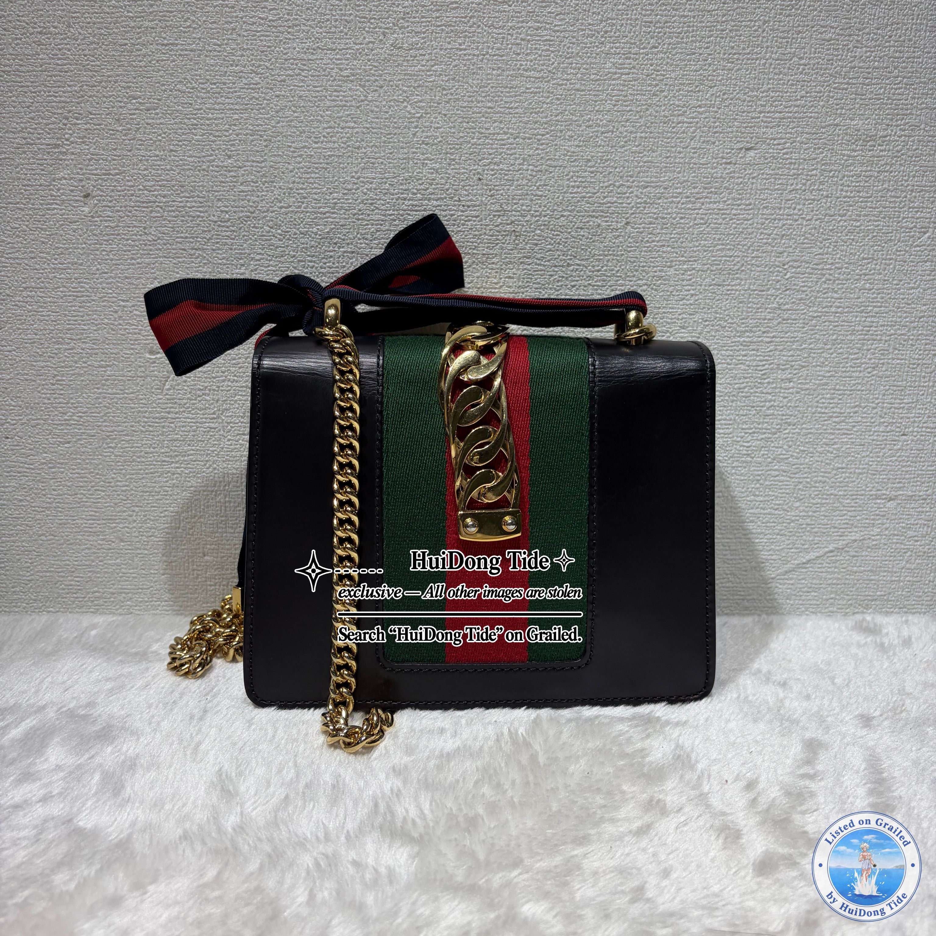 Gucci Gucci Sylvie Mini Leather Striped Web Handle Bag Size ONE SIZE - 5 Thumbnail