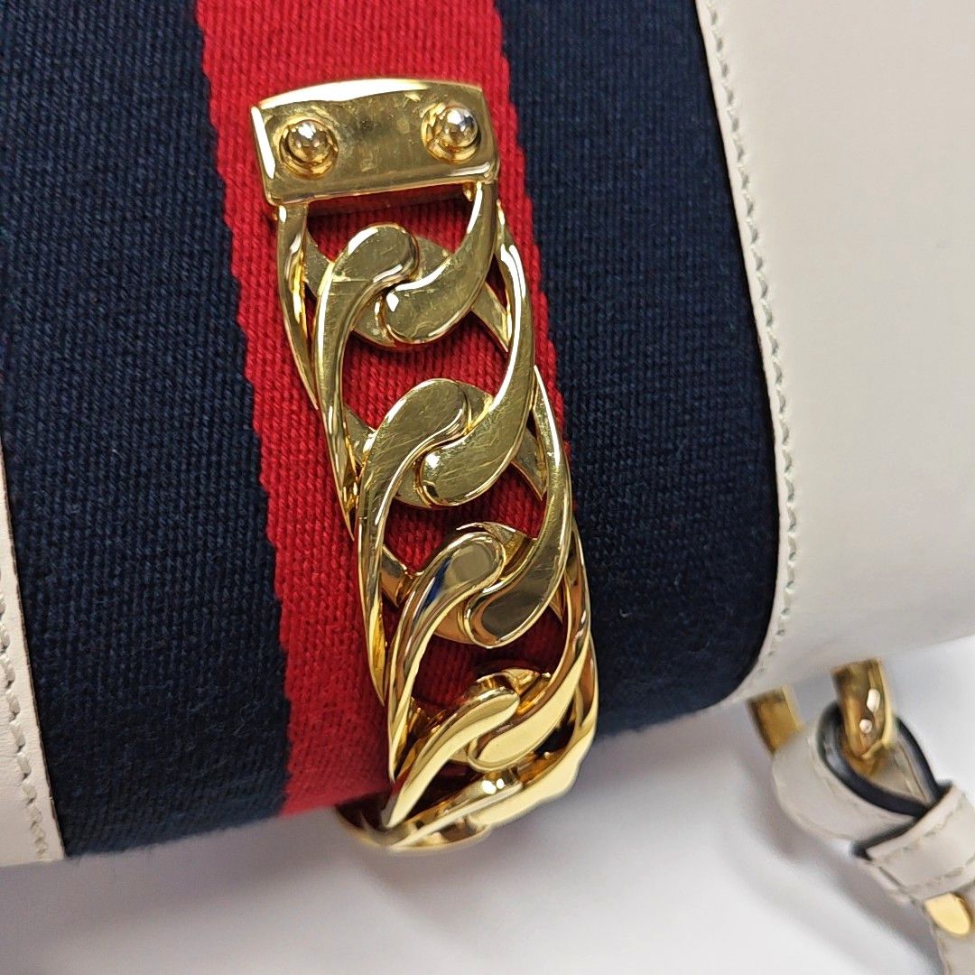 Gucci Gucci Sylvie Mini White Leather Handle Bag Size ONE SIZE - 11 Thumbnail