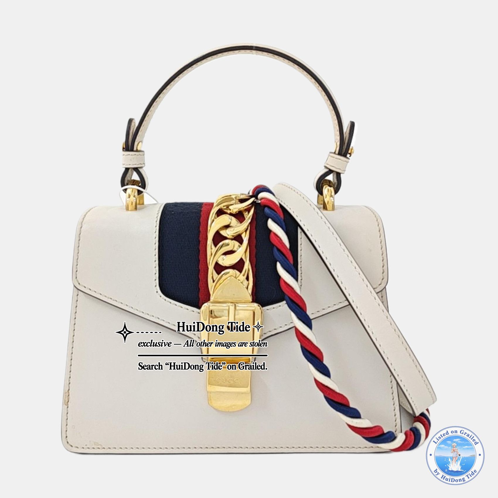 Gucci Gucci Sylvie Mini White Leather Handle Bag Size ONE SIZE - 8 Thumbnail
