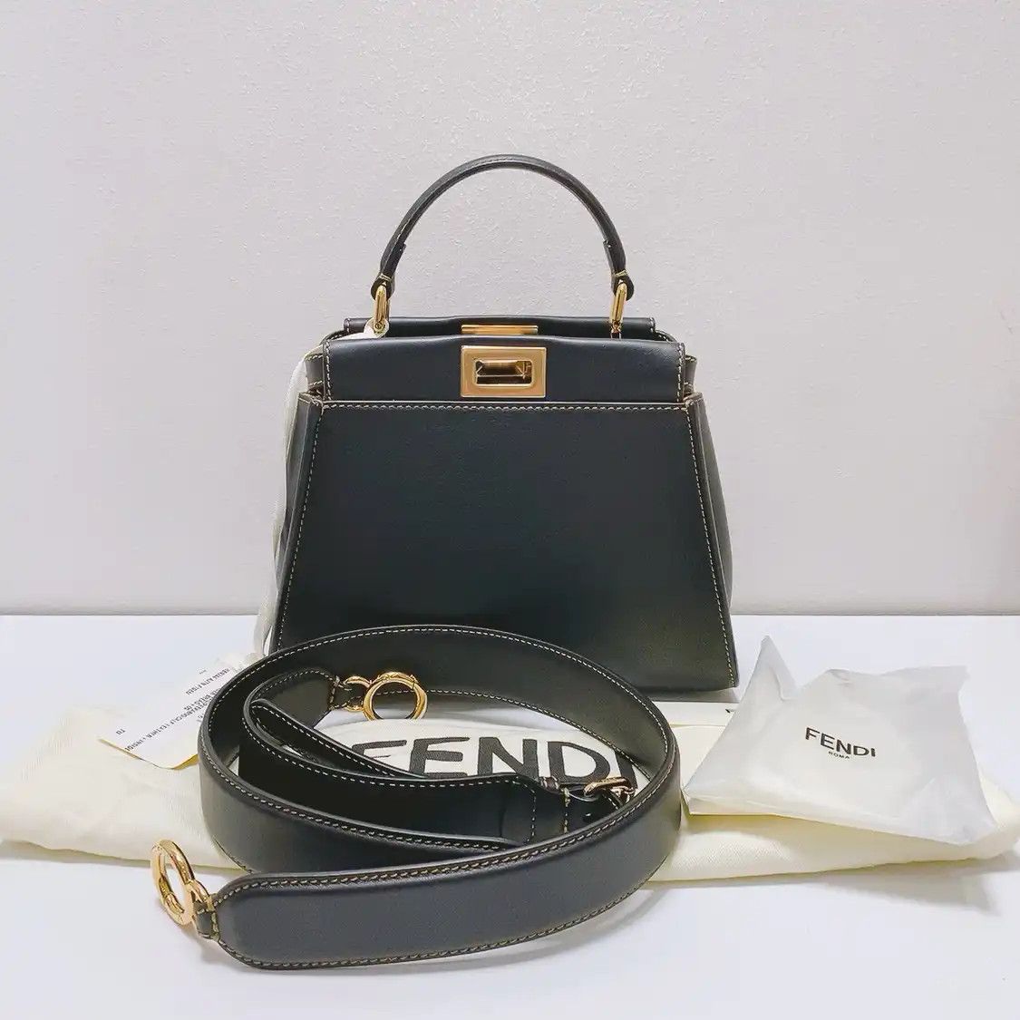 Fendi FENDI Peekaboo black cowhide leather crossbody bag Size ONE SIZE - 2 Thumbnail
