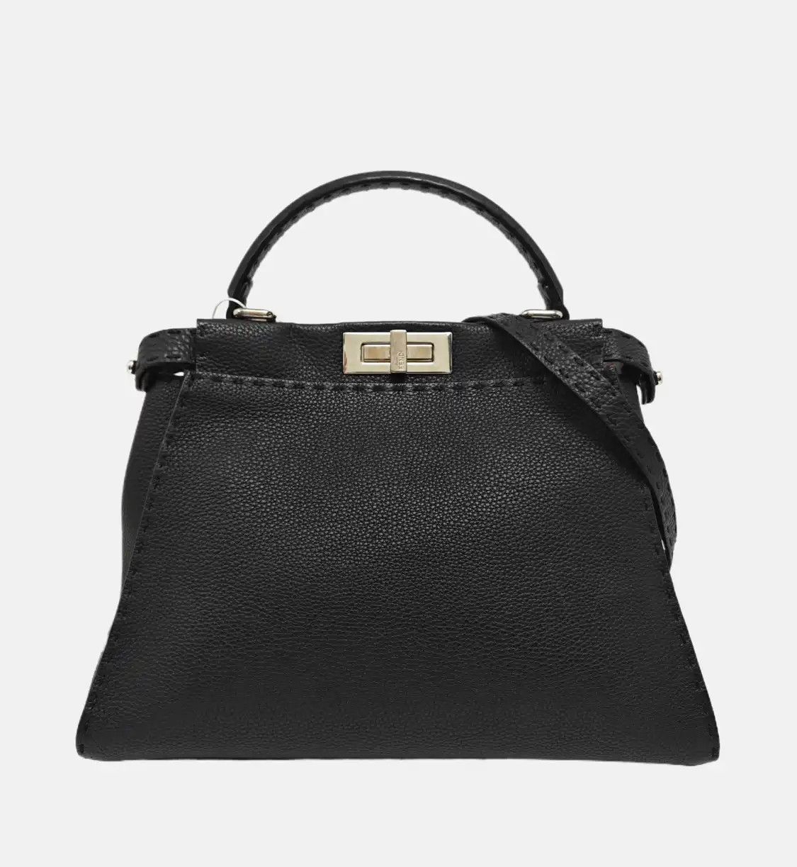 Fendi FENDI Peekaboo Essential black cowhide leather shoulder bag handbag silver hardw Size ONE SIZE - 8 Thumbnail