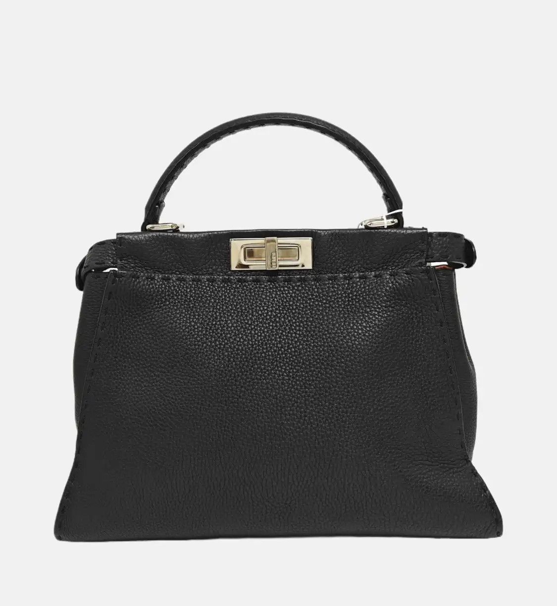 Fendi FENDI Peekaboo Essential black cowhide leather shoulder bag handbag silver hardw Size ONE SIZE - 5 Thumbnail