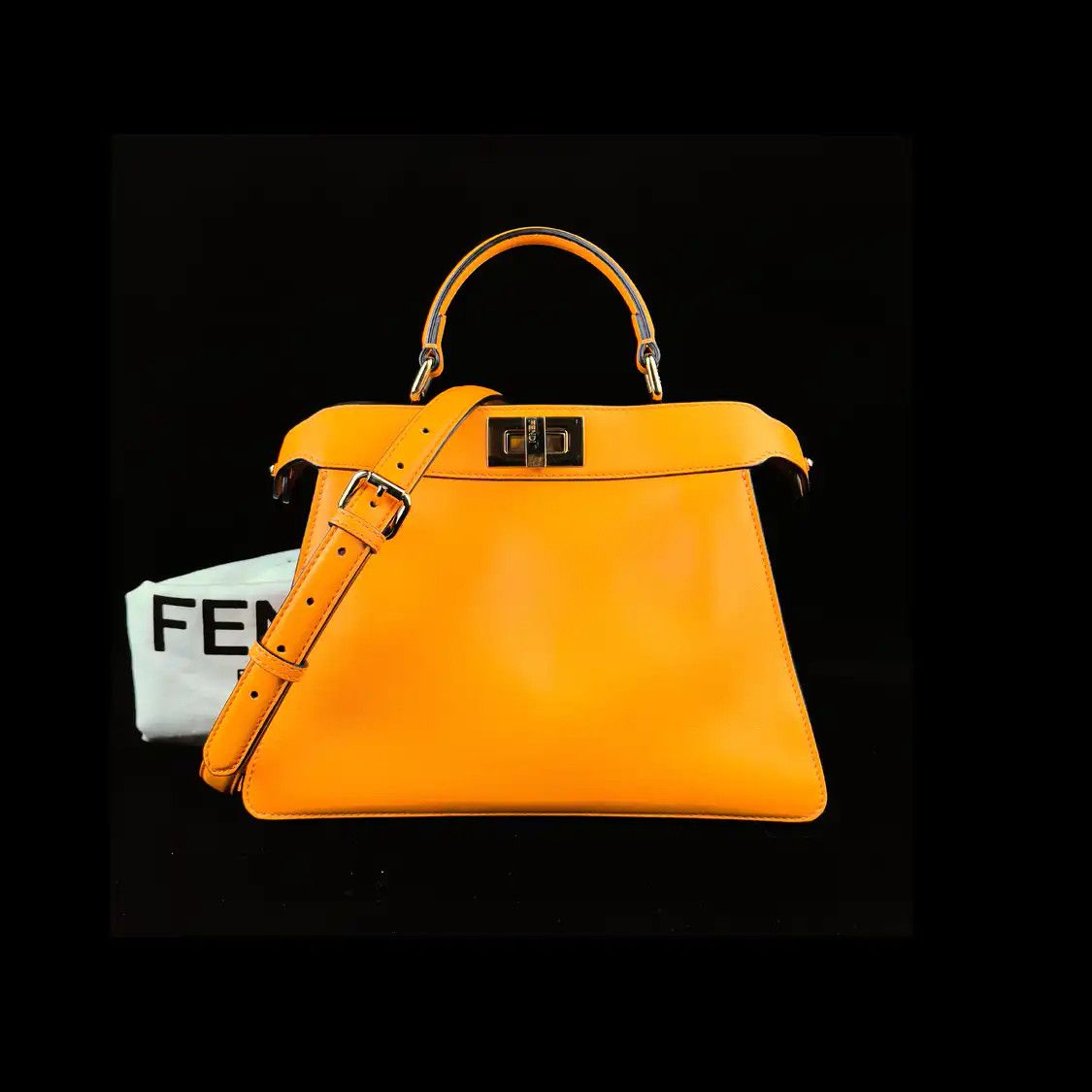 Fendi FENDI Peekaboo Small yellow cowhide leather crossbody bag detachable strap Size ONE SIZE - 6 Thumbnail