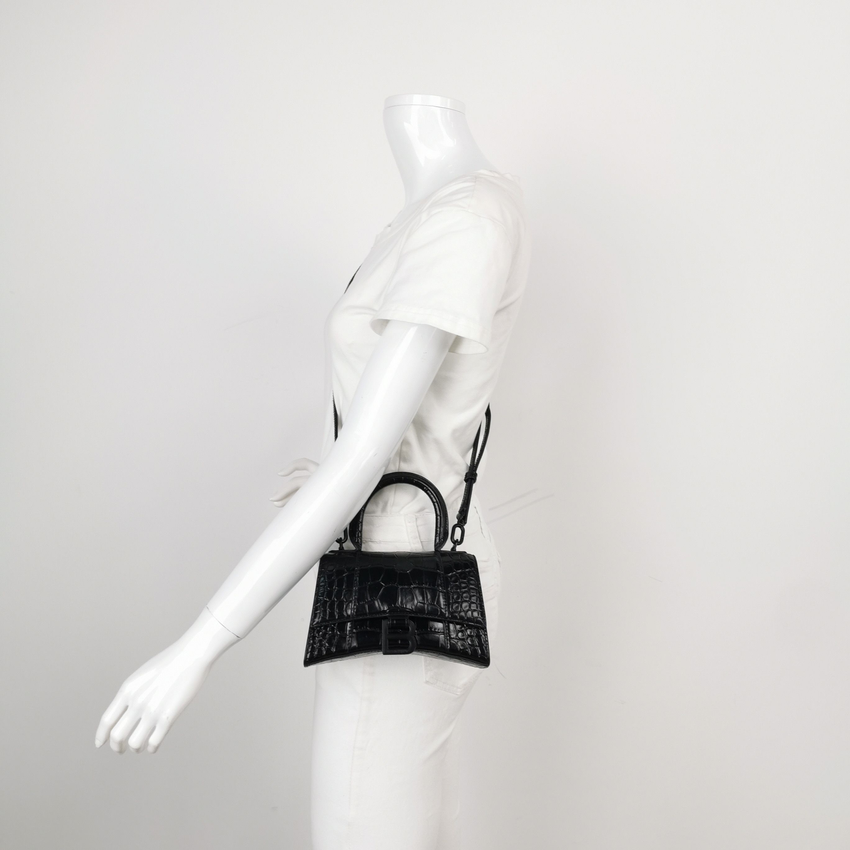 Balenciaga Balenciaga Hourglass Crocodile Effect XS Handle Bag Size ONE SIZE - 2 Thumbnail