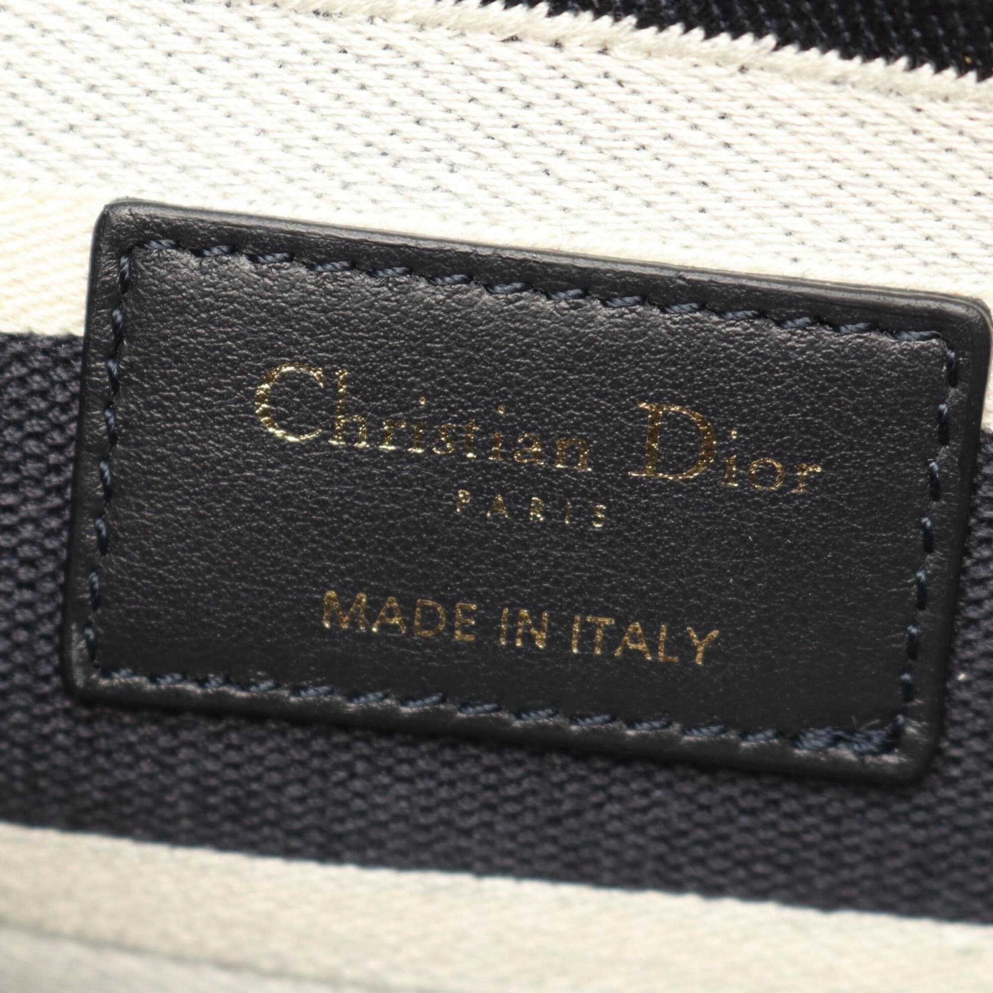Dior Christian Dior Dior LADY D-LITE Cornelie Medium 2-Way Handbag, Canvas, Women's, Navy/White Size ONE SIZE - 4 Thumbnail