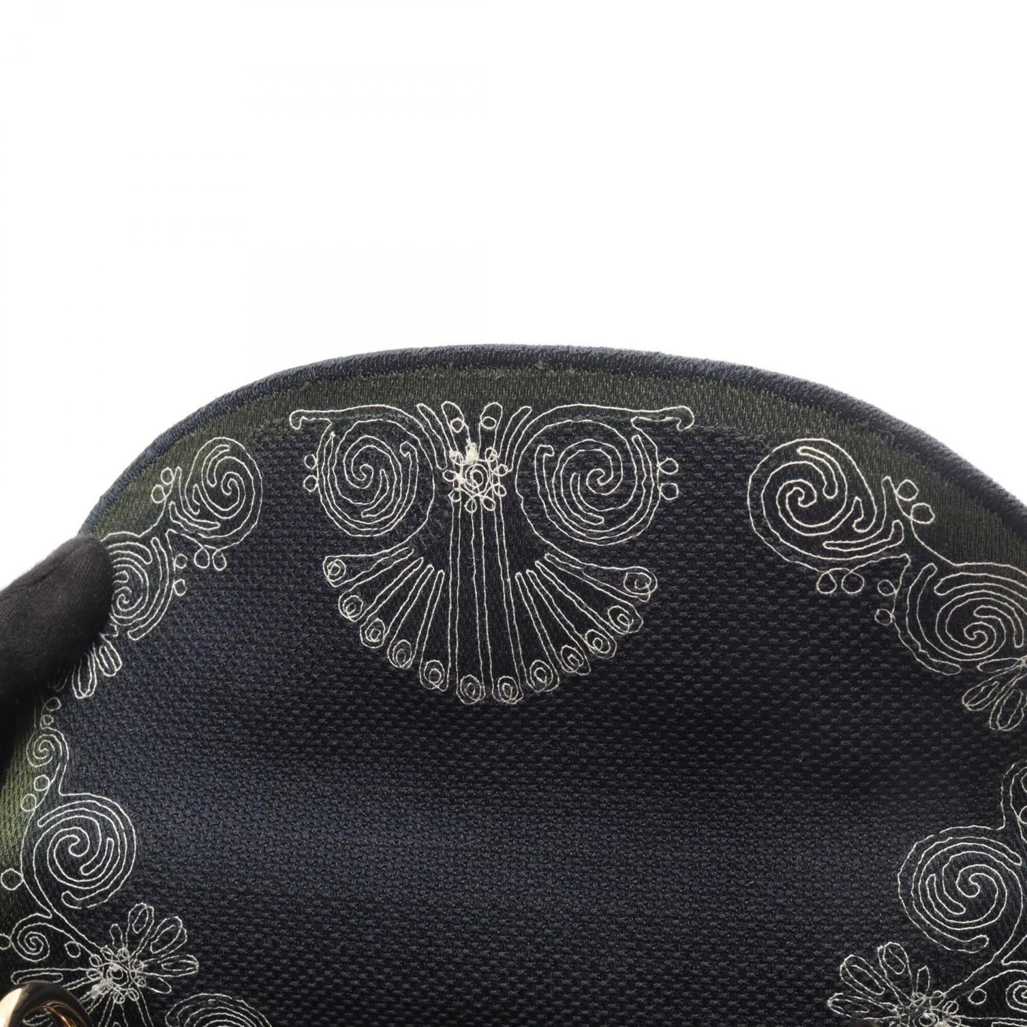 Dior Christian Dior Dior LADY D-LITE Cornelie Medium 2-Way Handbag, Canvas, Women's, Navy/White Size ONE SIZE - 9 Thumbnail