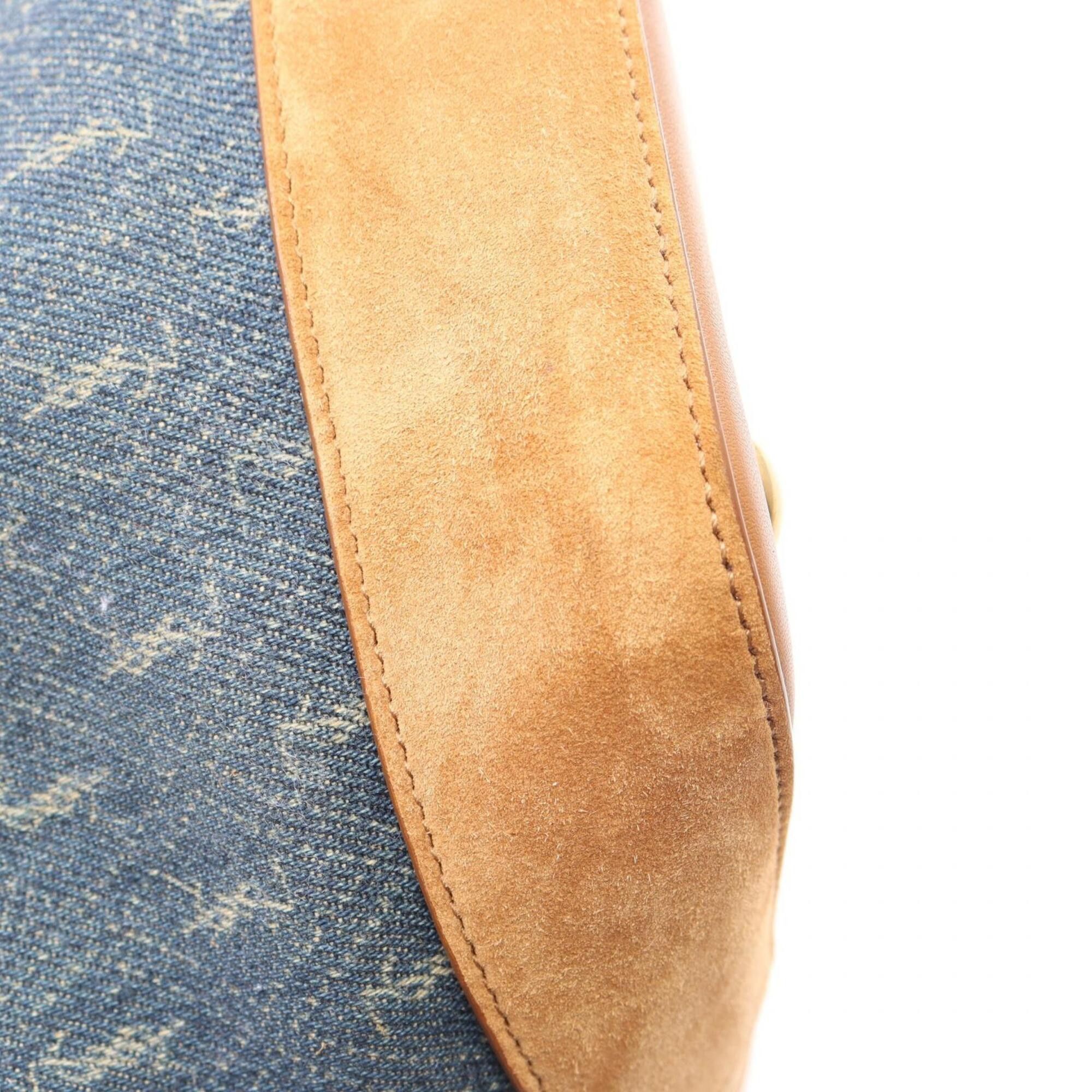 Yves Saint Laurent Yves Saint Laurent Saint Laurent Paris Le Monogram Bucket Bag, Shoulder Handbag, Denim Suede, Women's, Navy/Brown, 568606 Size ONE SIZE - 6 Thumbnail