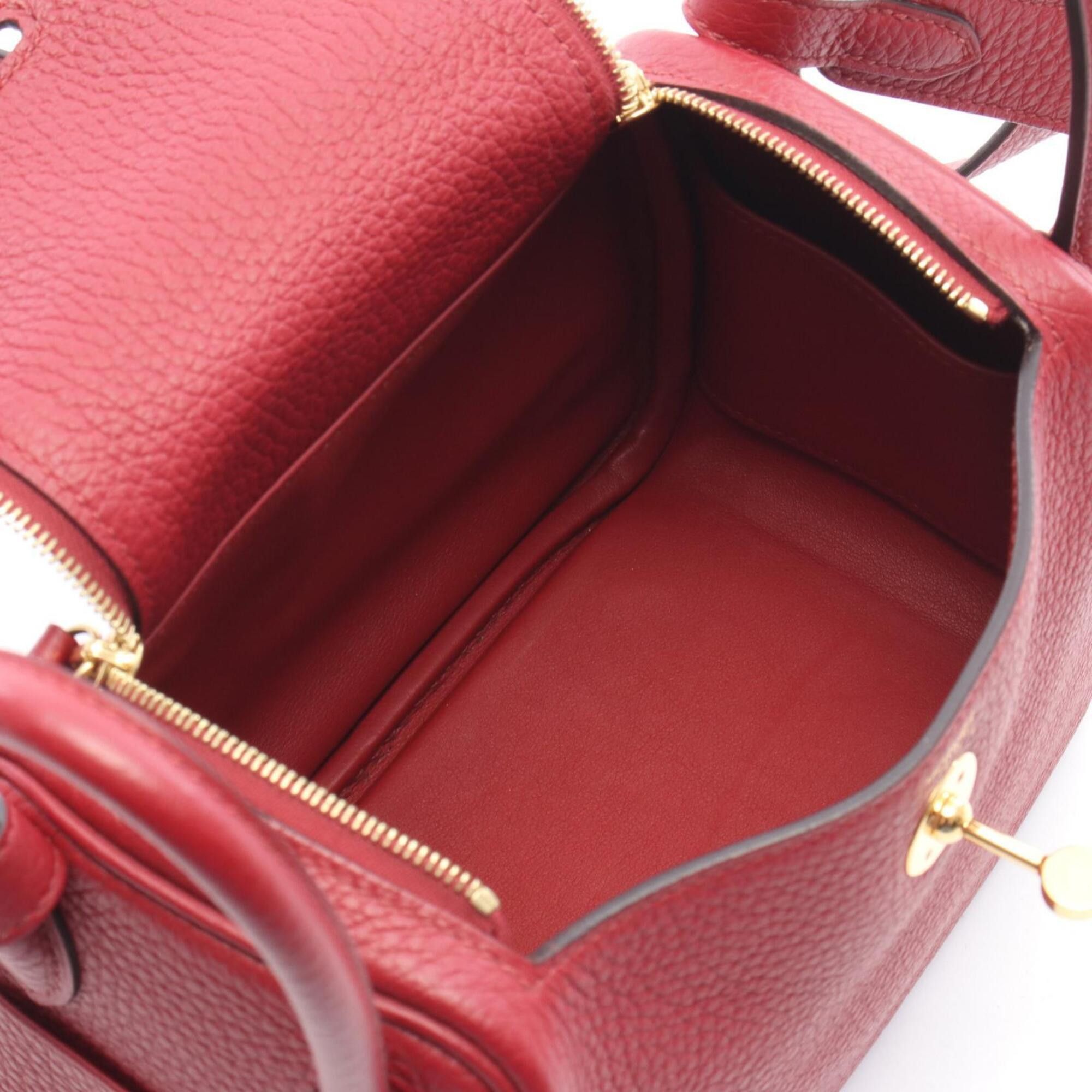 Hermes Hermes Lindy Mini Ruby Shoulder Bag/Handbag, Taurillon Clemence Leather, Women's, Bordeaux Color Size ONE SIZE - 3 Thumbnail