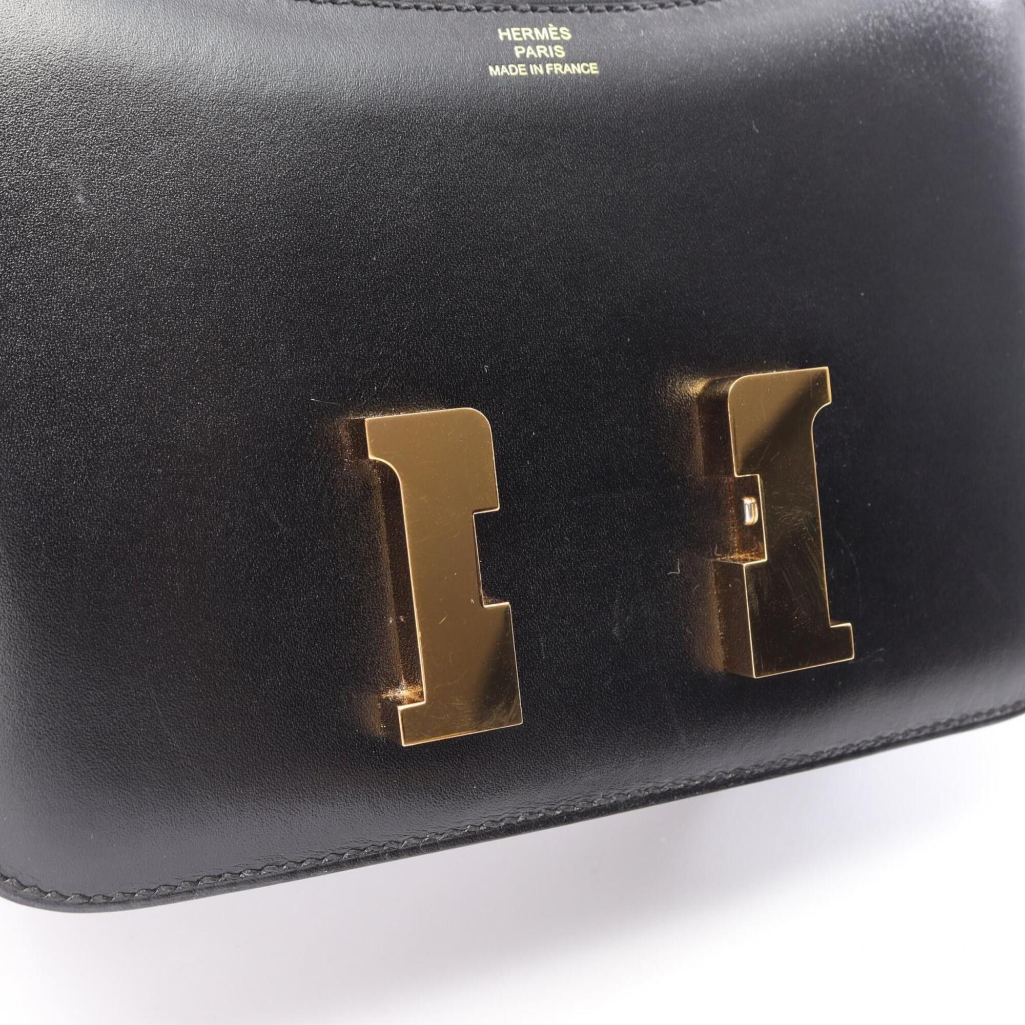 Hermes Hermes Constance 3 Mini Shoulder Bag/Handbag, Calfskin (Cowhide), Box Calf Leather, Women's, Black Size ONE SIZE - 7 Thumbnail