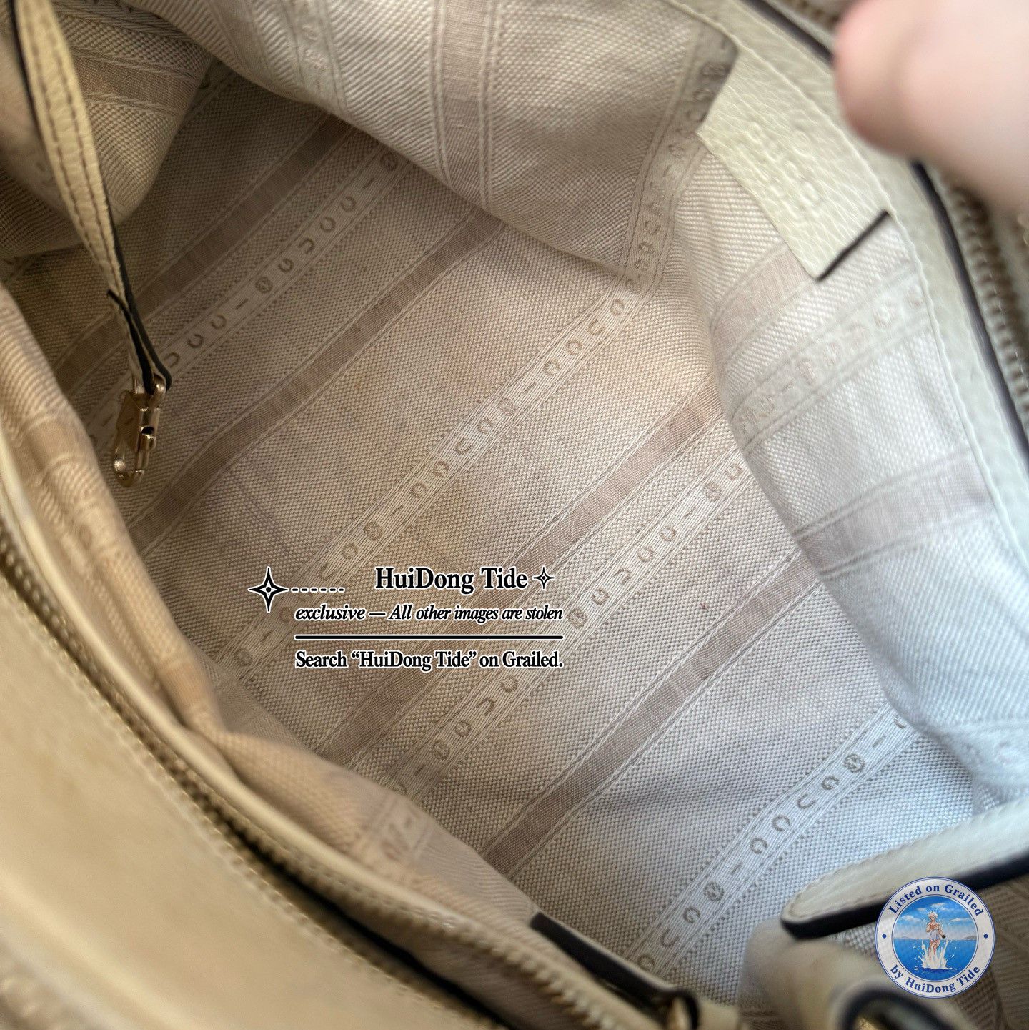 Gucci Gucci White Leather GG Logo Tote Bag Size ONE SIZE - 7 Thumbnail