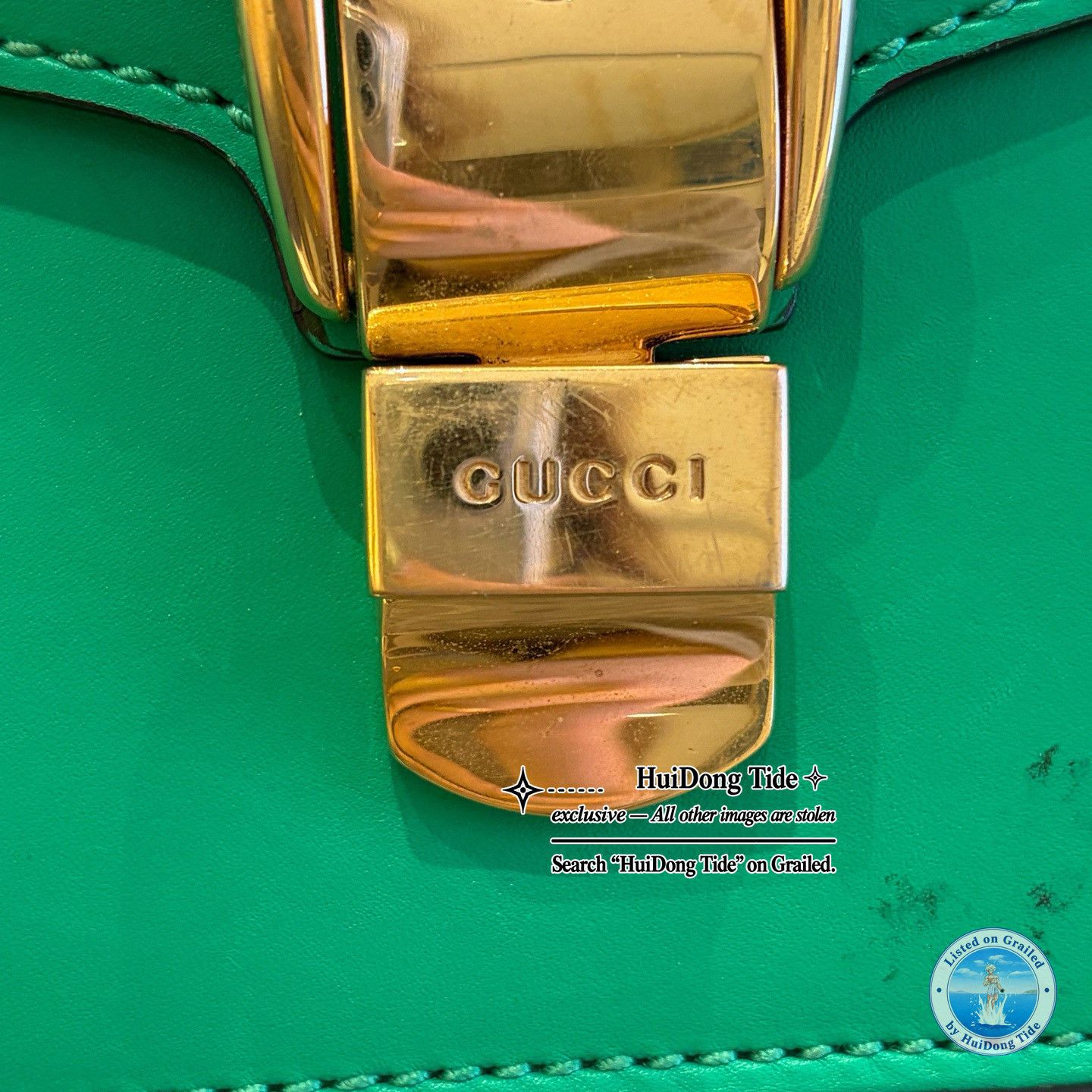Gucci Gucci Sylvie Green Leather Web Handle Bag Size ONE SIZE - 10 Thumbnail