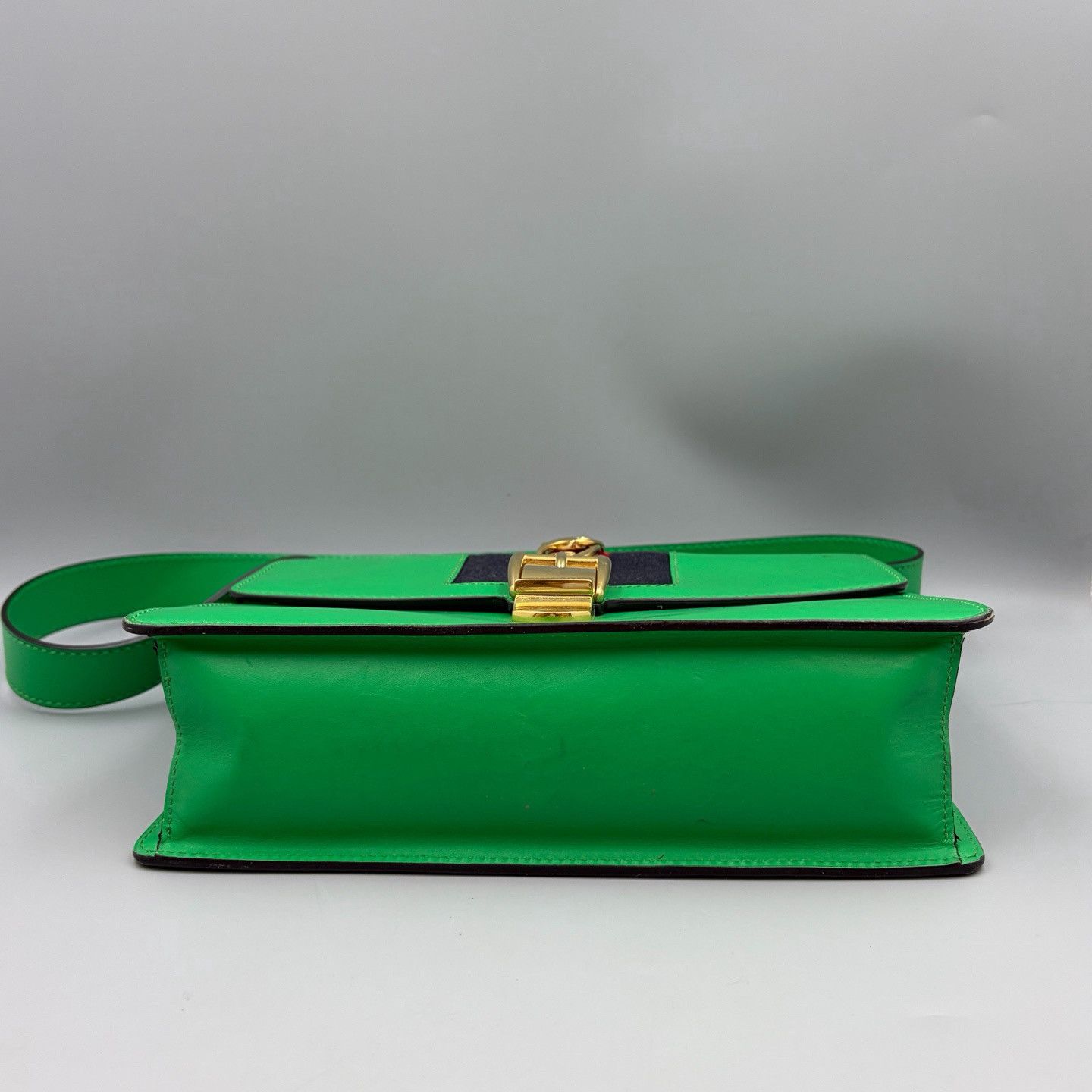 Gucci Gucci Sylvie Green Leather Web Handle Bag Size ONE SIZE - 6 Thumbnail