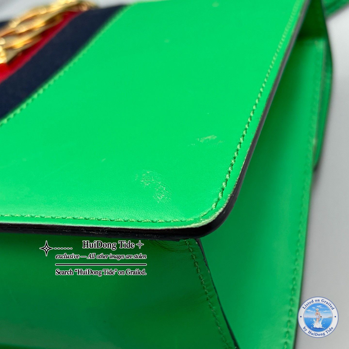 Gucci Gucci Sylvie Green Leather Web Handle Bag Size ONE SIZE - 17 Thumbnail