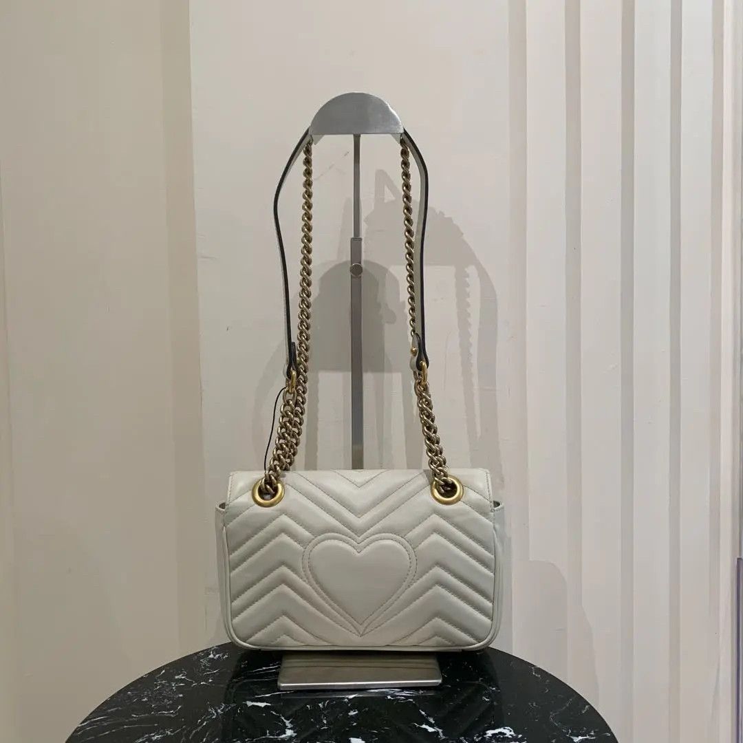 Gucci Gucci White GG Marmont Small Leather Shoulder Bag Size ONE SIZE - 5 Thumbnail
