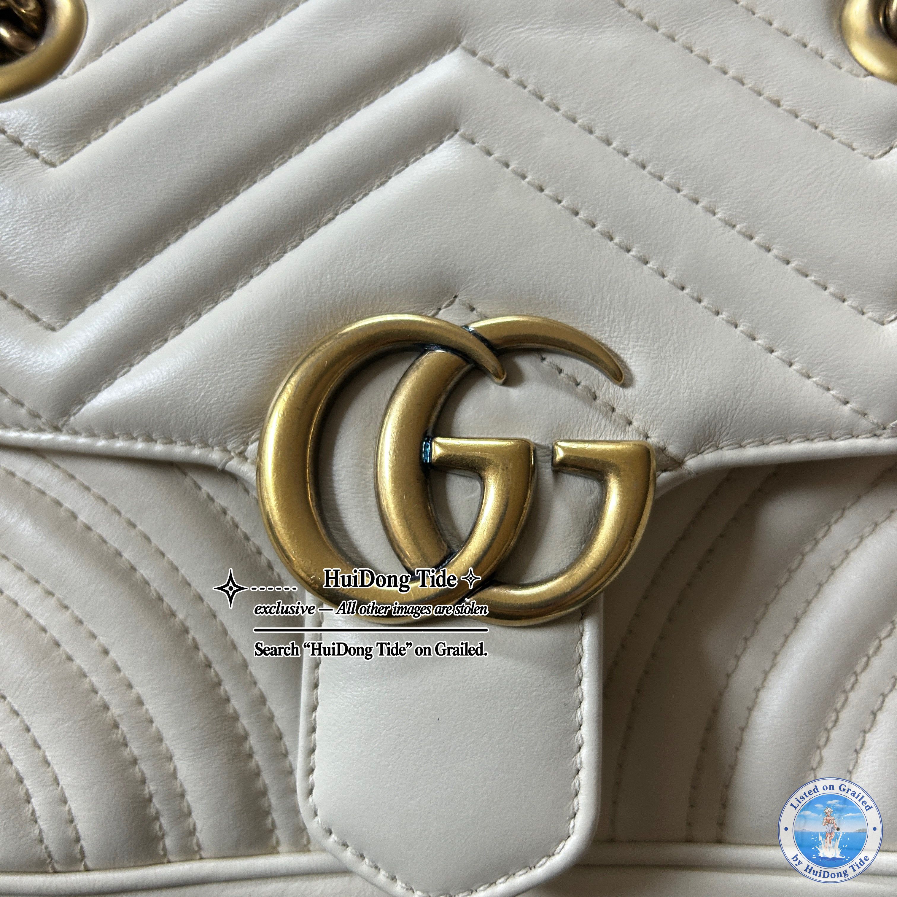 Gucci Gucci White GG Marmont Small Leather Shoulder Bag Size ONE SIZE - 8 Thumbnail