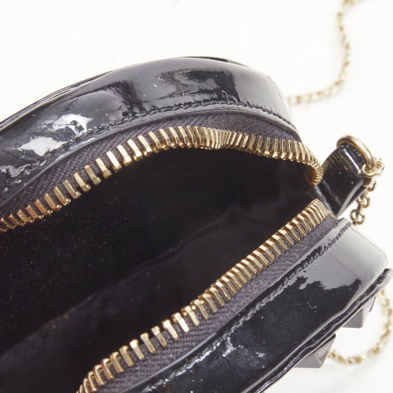 Valentino VALENTIN Rockstud black patent leather studded gold chain circle crossbody bag Size ONE SIZE - 9 Thumbnail