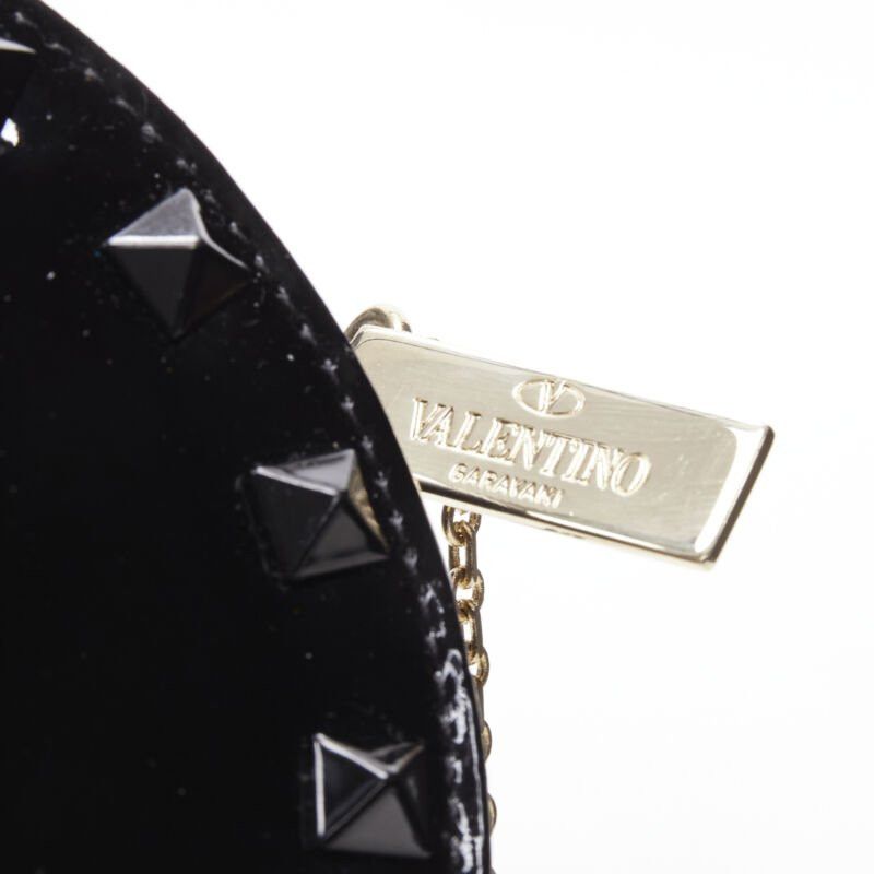 Valentino VALENTIN Rockstud black patent leather studded gold chain circle crossbody bag Size ONE SIZE - 8 Thumbnail
