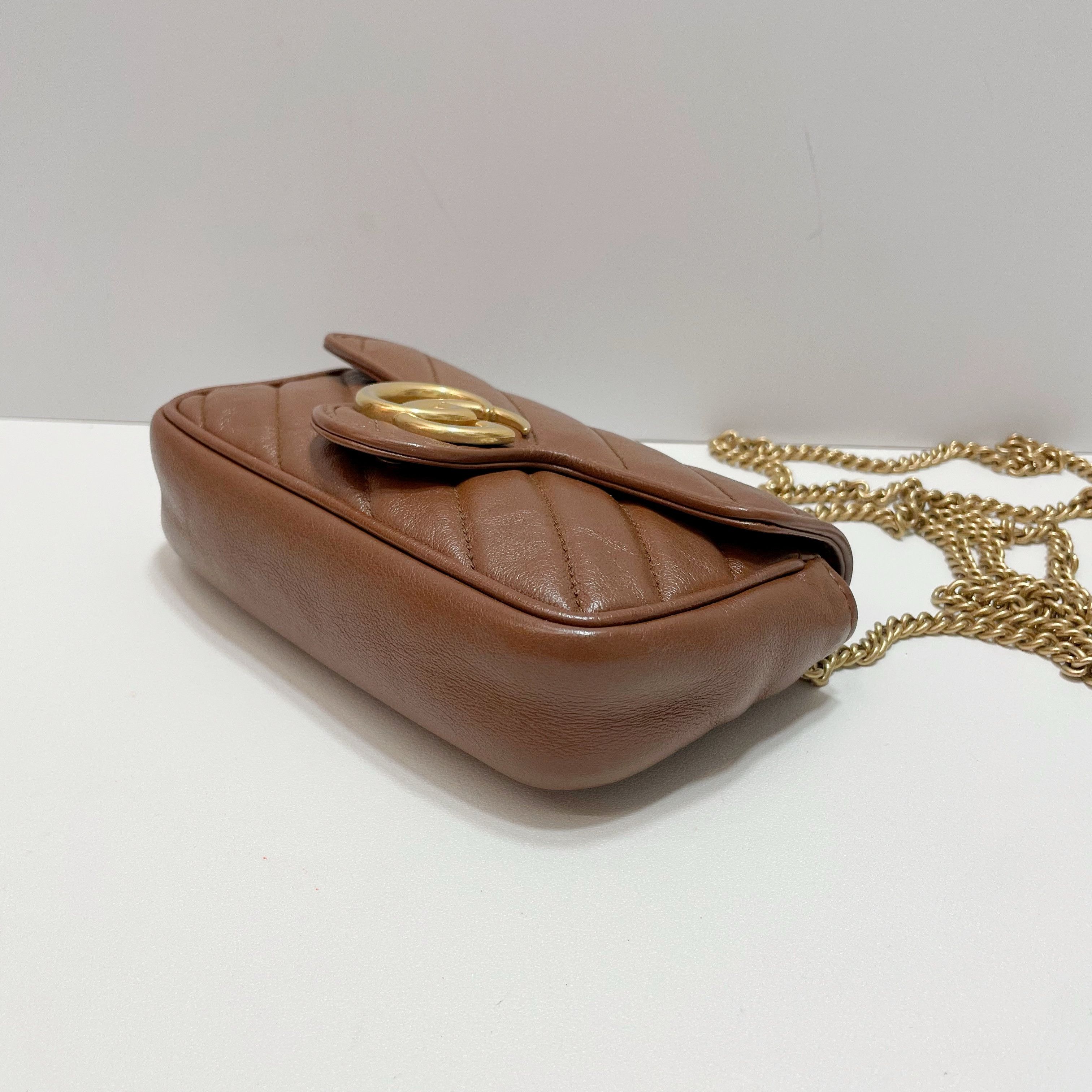 Gucci Gucci GG Marmont Leather Mini Shoulder Bag Brown Size ONE SIZE - 5 Thumbnail