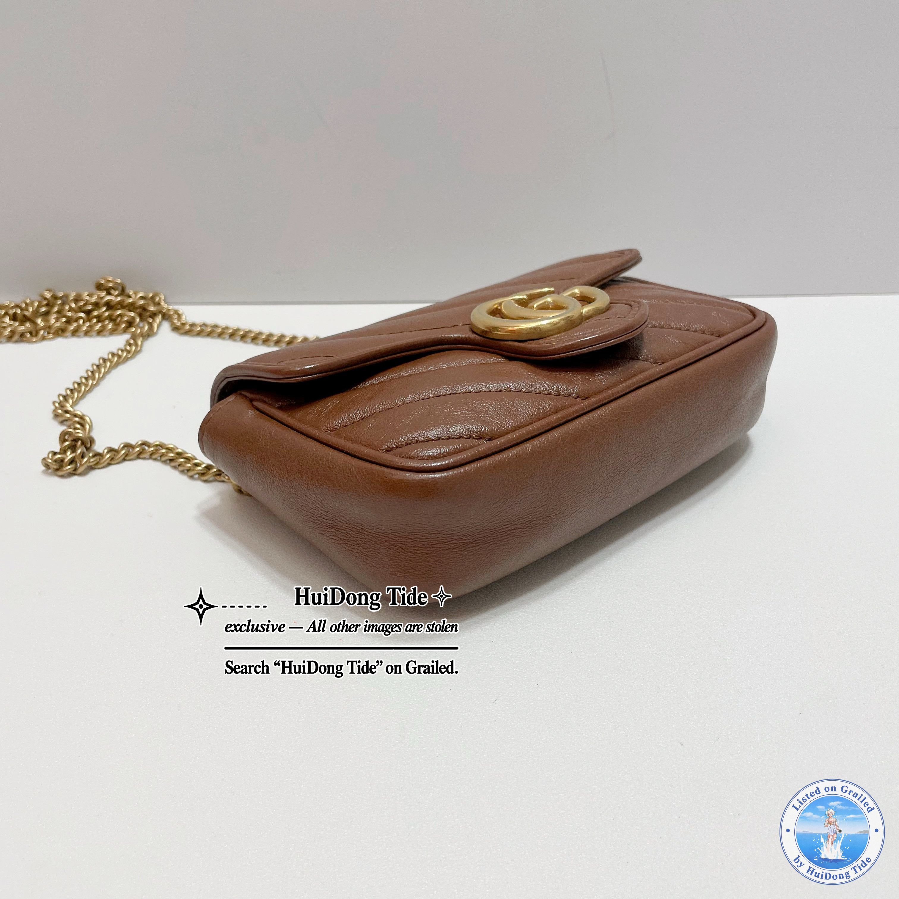Gucci Gucci GG Marmont Leather Mini Shoulder Bag Brown Size ONE SIZE - 4 Thumbnail
