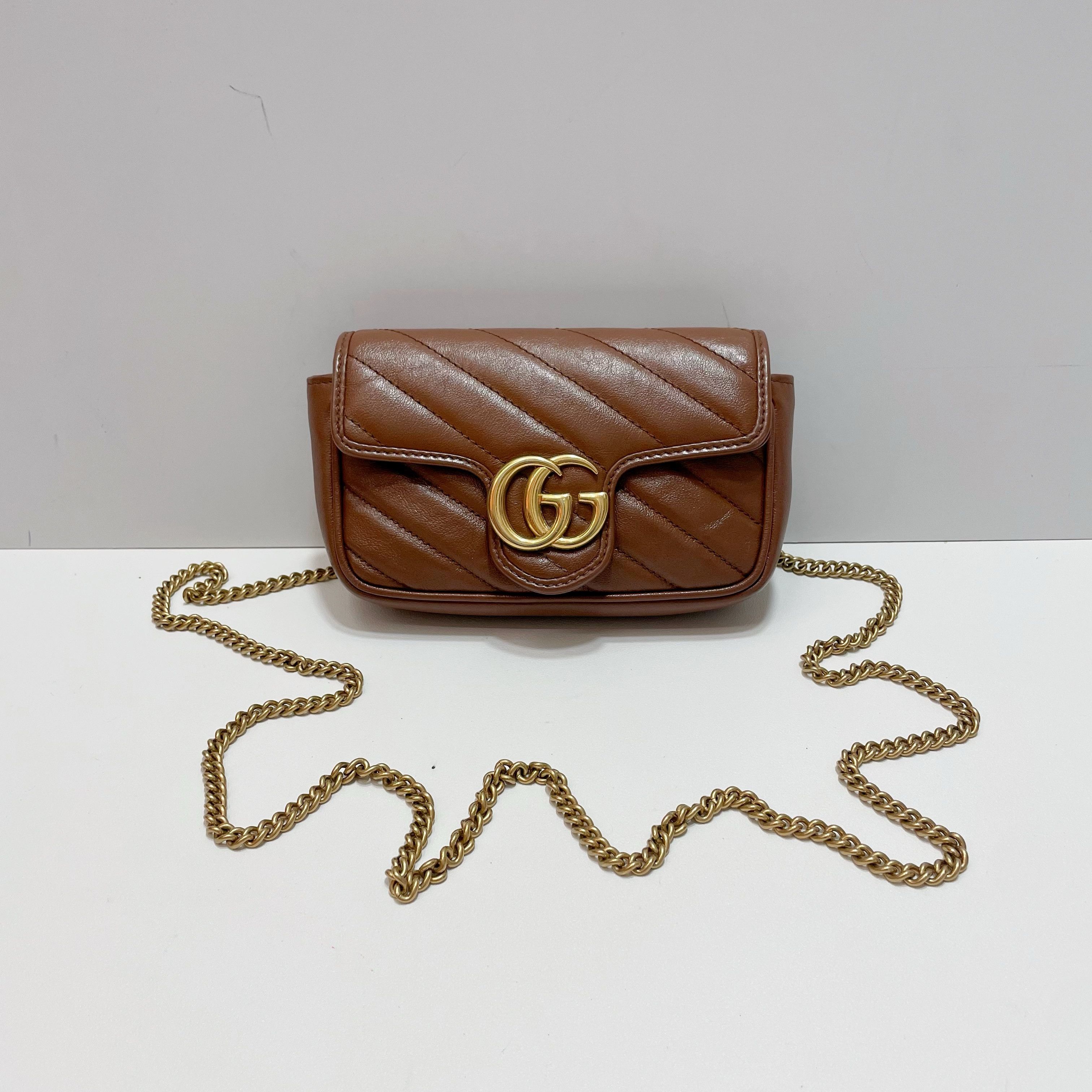 Gucci Gucci GG Marmont Leather Mini Shoulder Bag Brown Size ONE SIZE - 2 Thumbnail