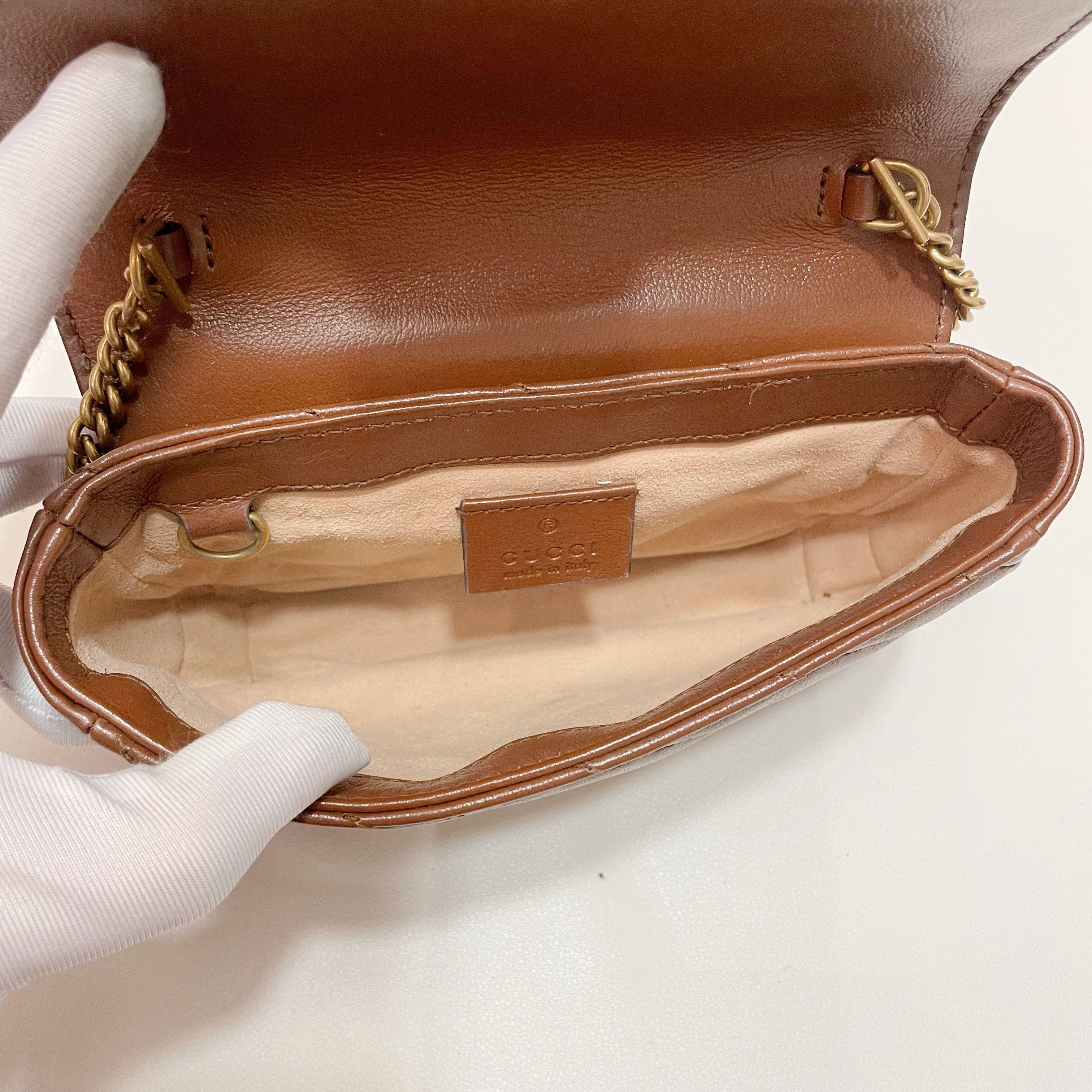 Gucci Gucci GG Marmont Leather Mini Shoulder Bag Brown Size ONE SIZE - 9 Thumbnail