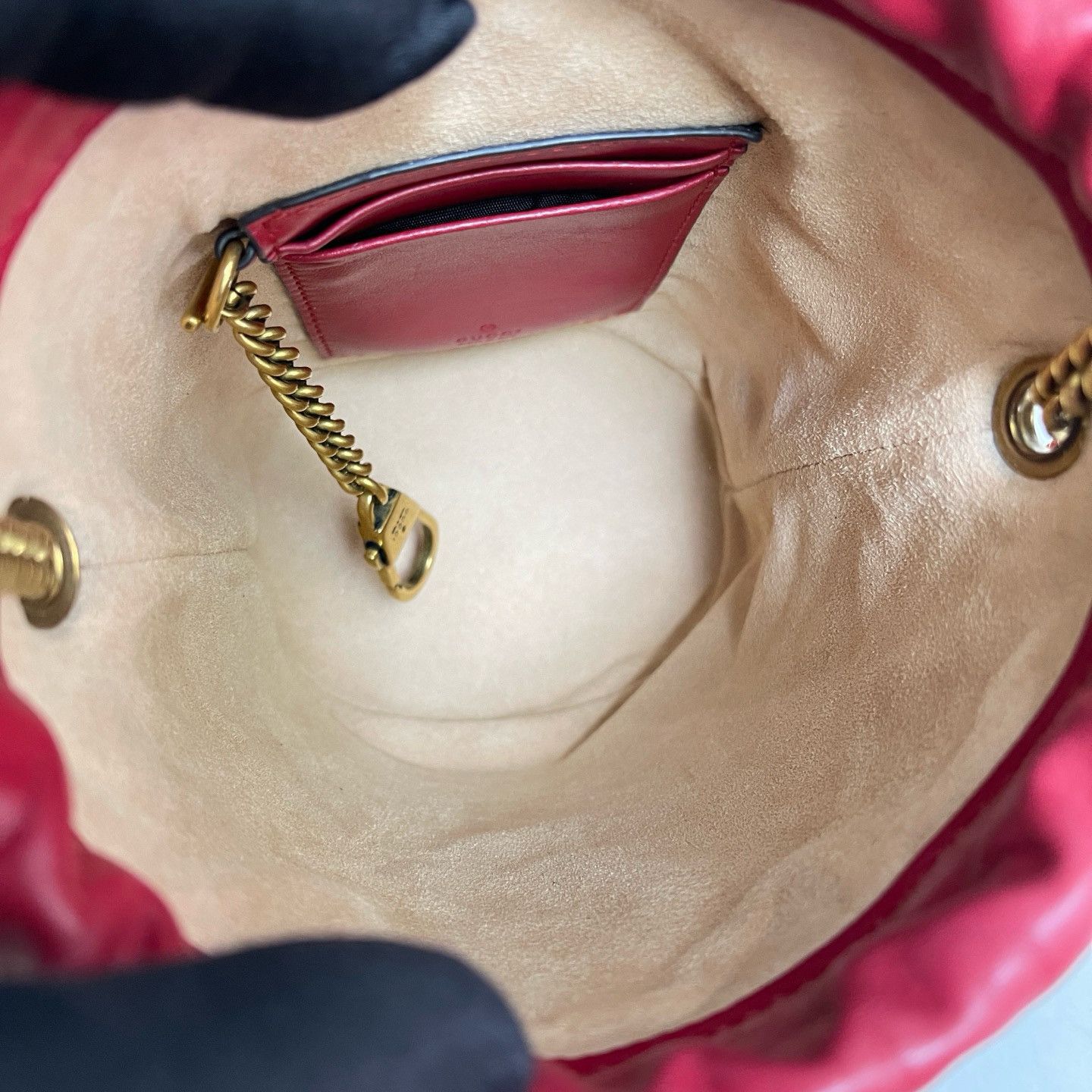 Gucci Gucci Red Leather GG Marmont Bucket Bag Size ONE SIZE - 7 Thumbnail