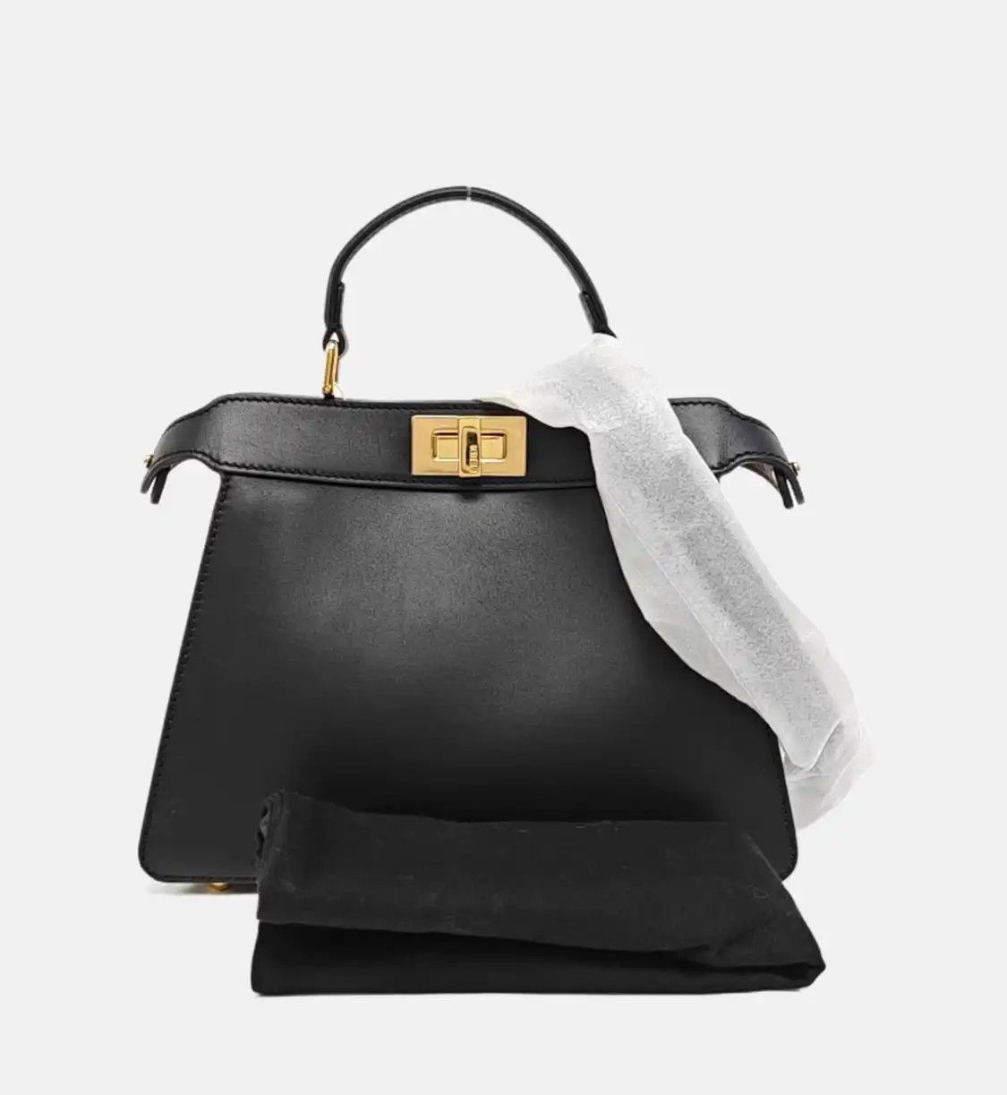 Fendi FENDI Peekaboo Small black cowhide leather shoulder bag gold hardware detachable Size ONE SIZE - 8 Thumbnail