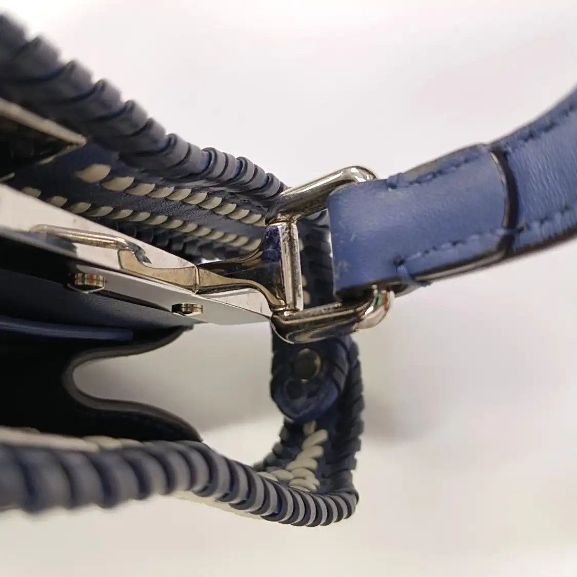 Fendi FENDI Peekaboo blue cowhide leather woven shoulder bag handbag crossbody bag sil Size ONE SIZE - 11 Thumbnail